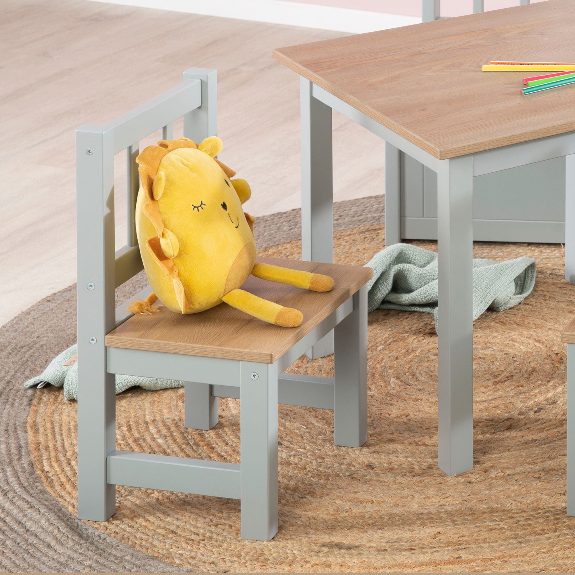 roba® Kindersitzgruppe »Woody, Holzdekor/taupe«, (3 tlg.)