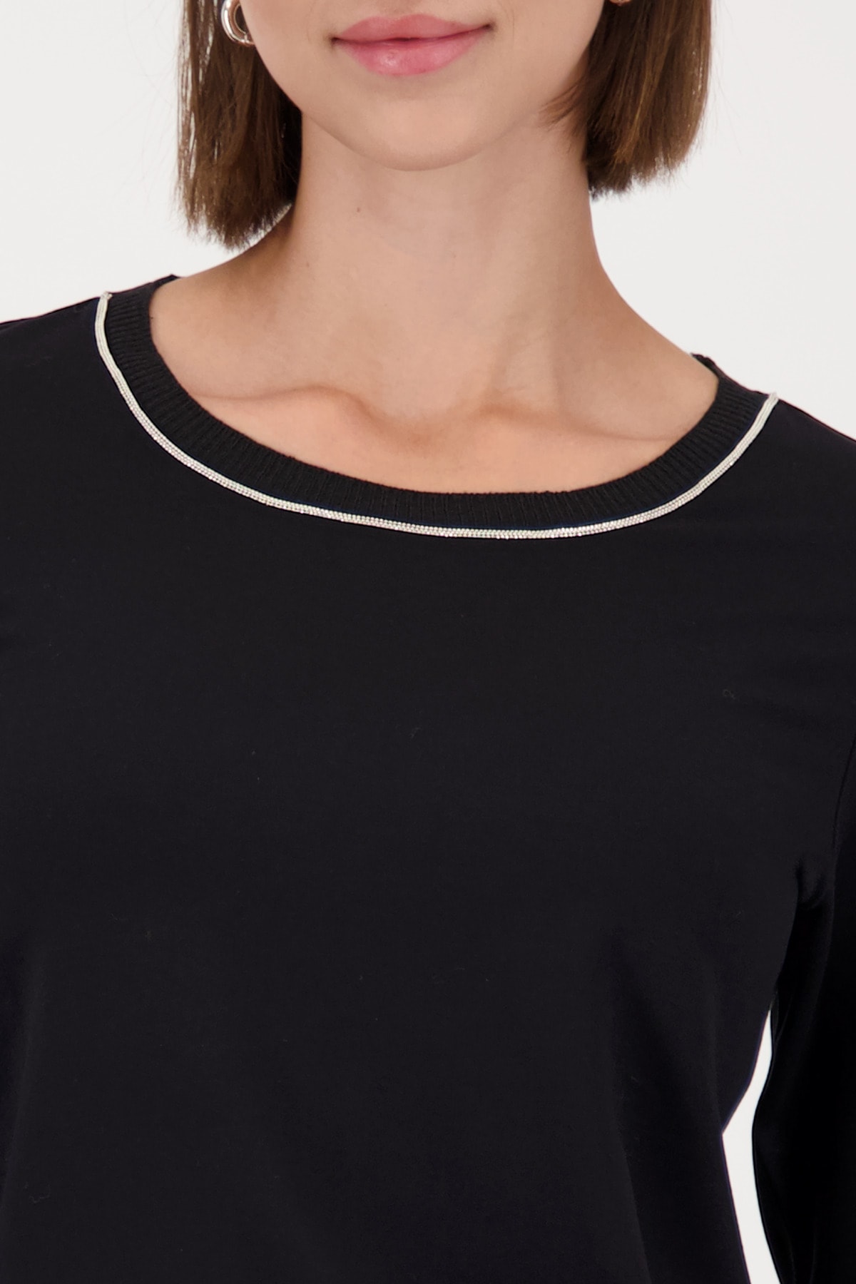 Monari Langarmshirt »Shirt Basic Schmuck Kette« Regular fit mit Rundhalsausschnitt