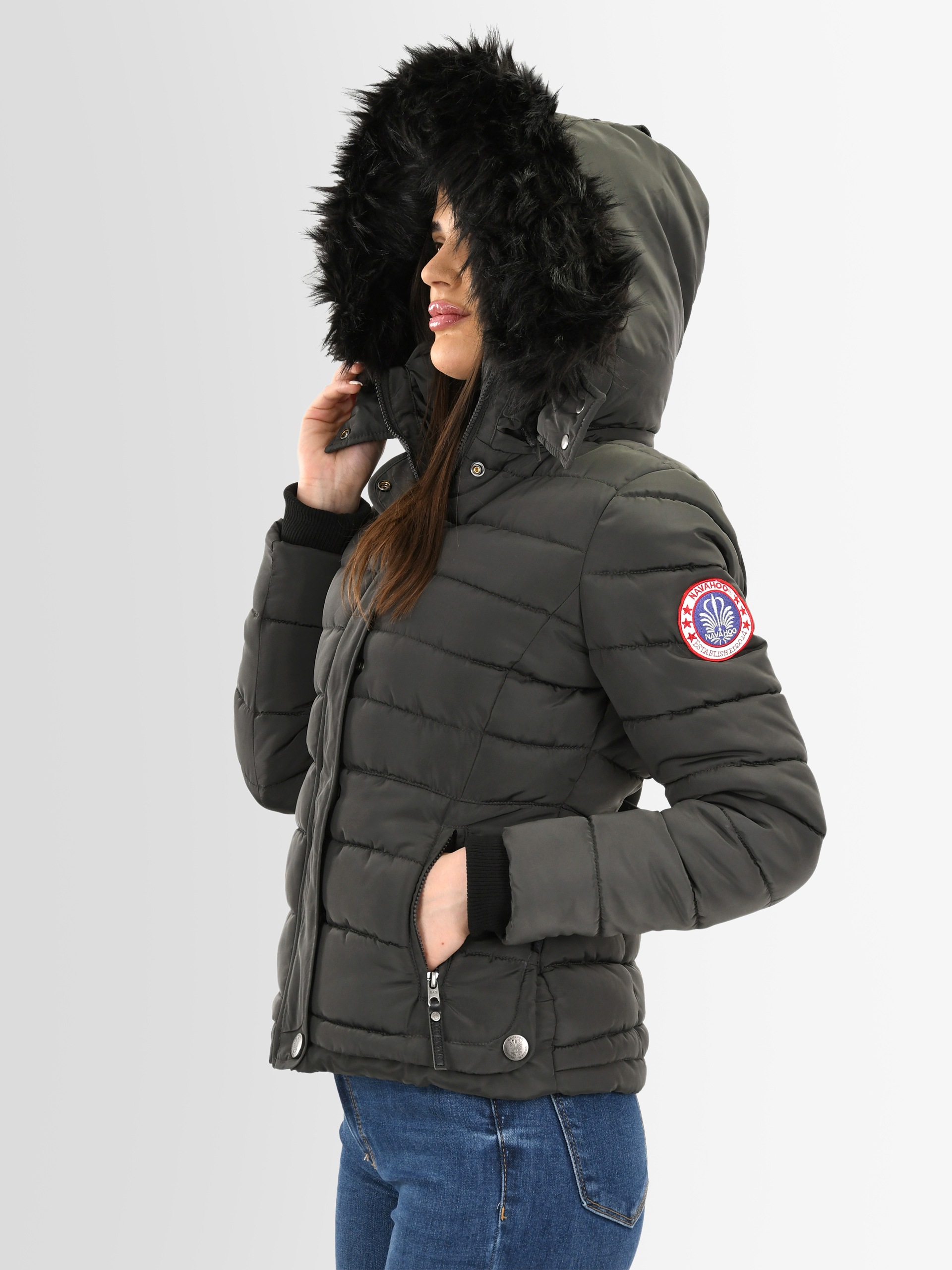 Navahoo Steppjacke »Navahoo Chloe warme Damen Winter Jacke Parka Mantel Stepp Kurzjacke gefüttert NEU B301«