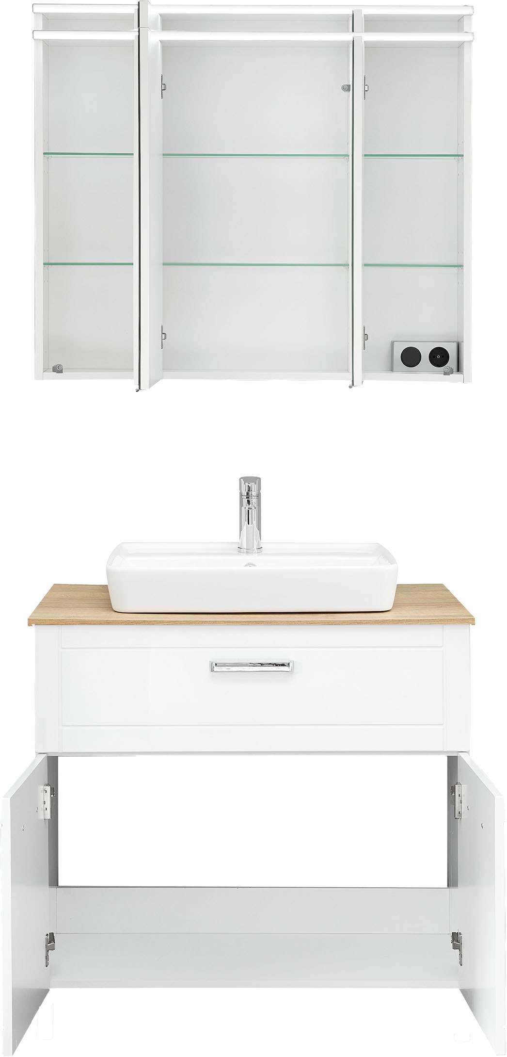 Saphir Badmöbel-Set »Serie 3007,Waschtisch mit Spiegelschrank« 4 Stk. tlg.