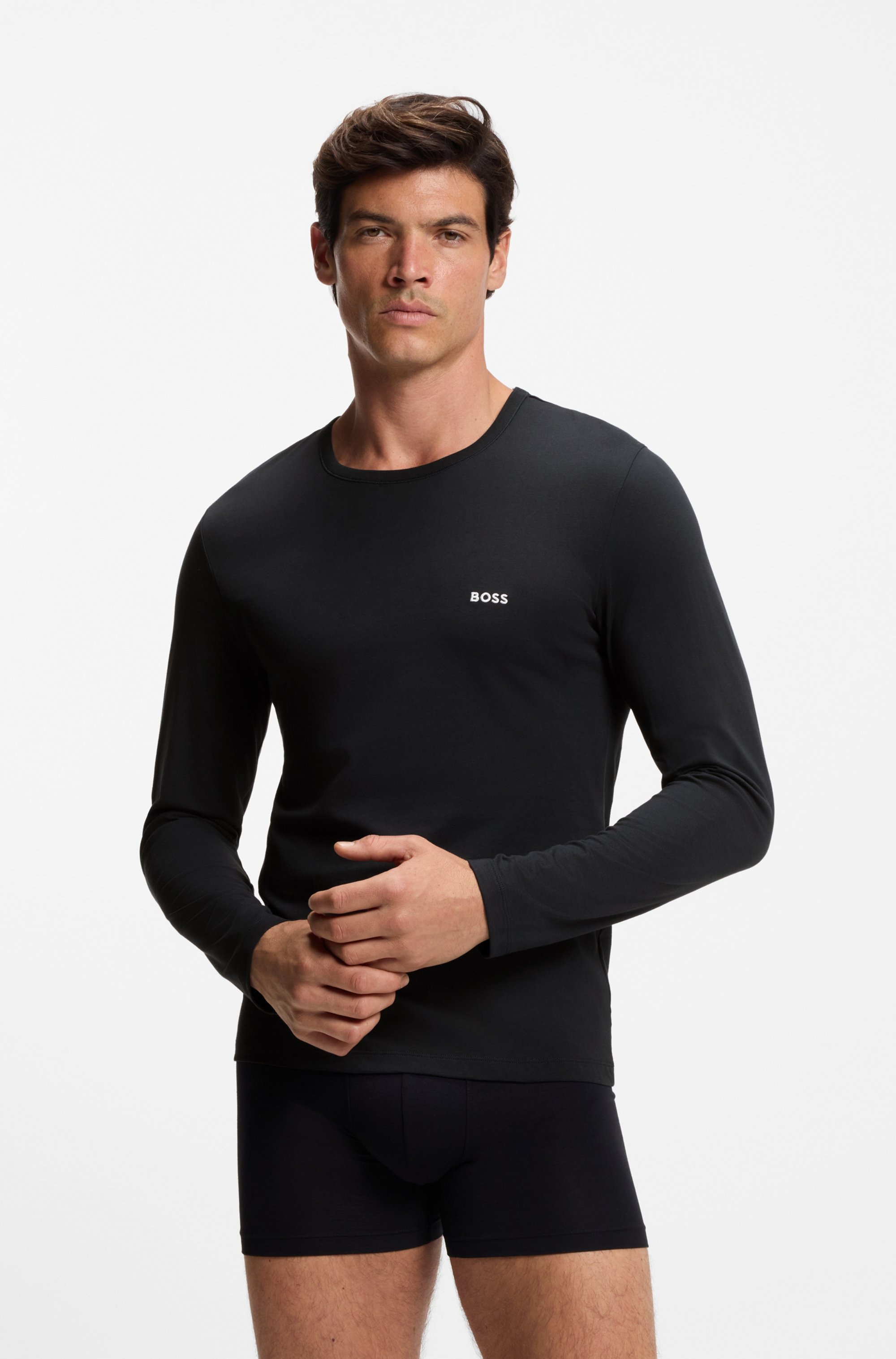 BOSS Langarmshirt »longsleeve-Shirt R-Neck Classic COTTON 3pcs/pack«, (3 tlg.), mit BOSS Logo-Schriftzug
