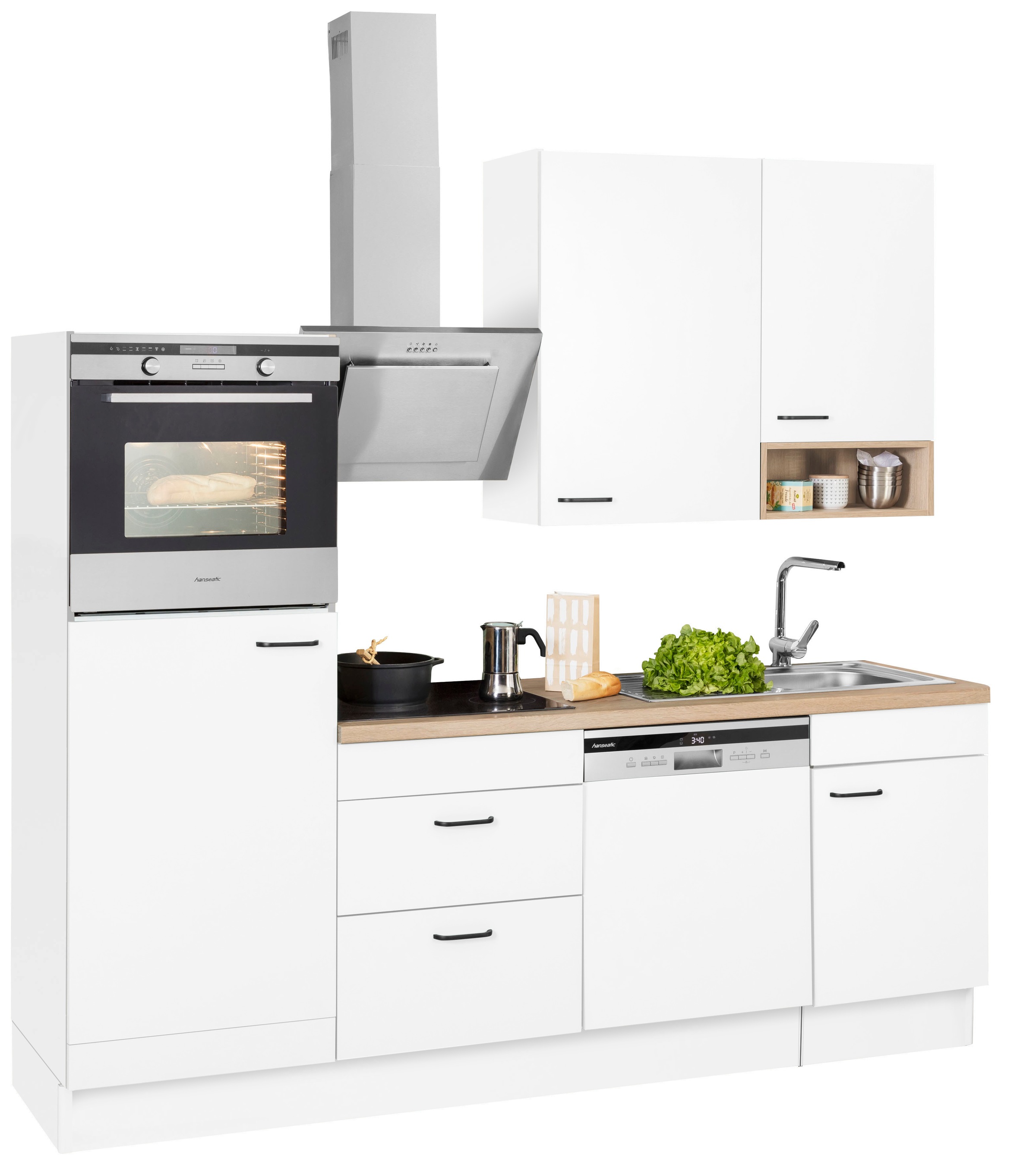 OPTIFIT Küchenzeile »Elga«, Premium-Küche, Soft-Close-Funktion, großen Vollauszügen, Breite 230 cm