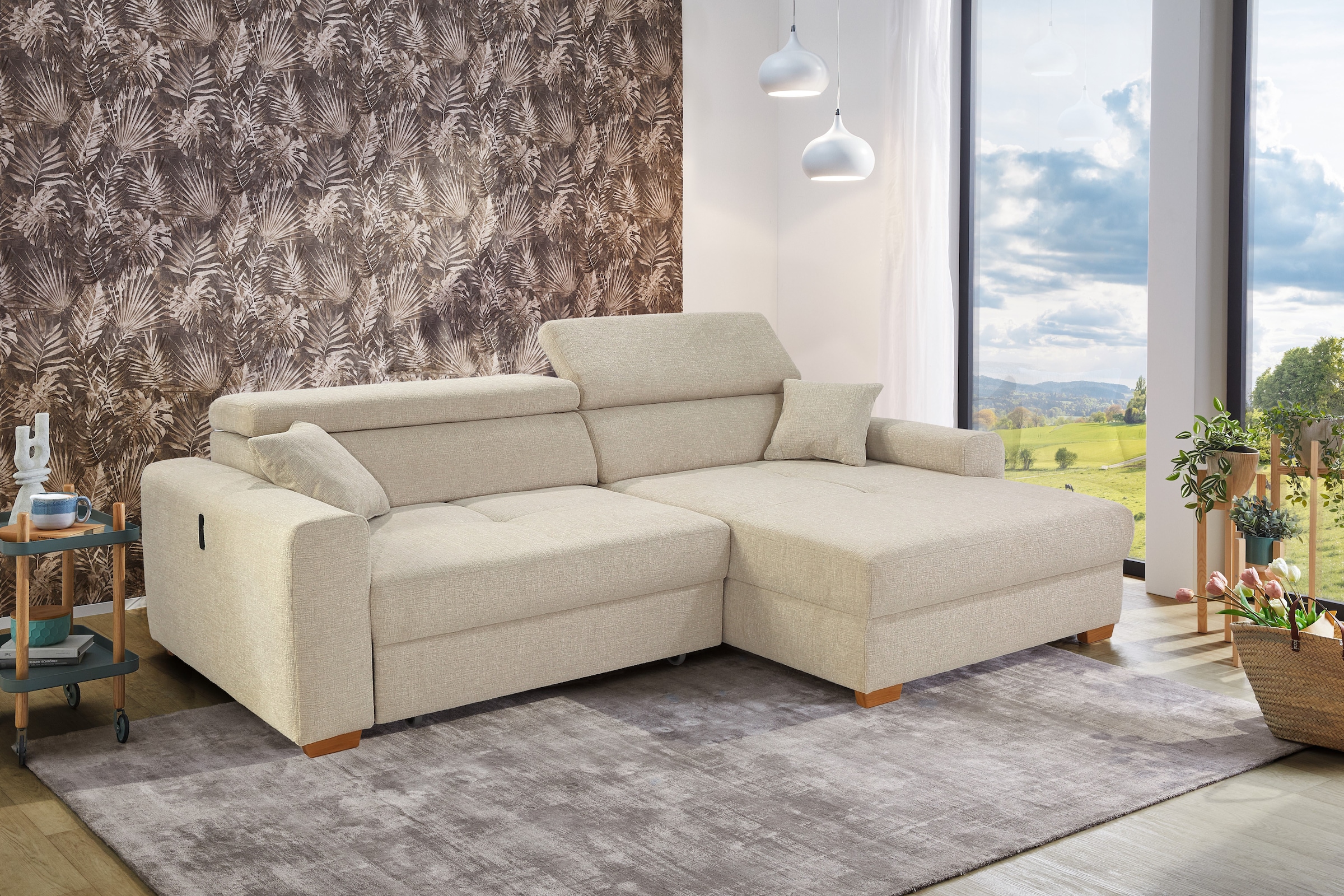 Jockenhöfer Gruppe Ecksofa »Slider, L-Form, 140kg Belastbarkeit je Sitzplatz«, elektromotorische Sitztiefenverstellung,USB-Ladeports,mit Kopfstützen