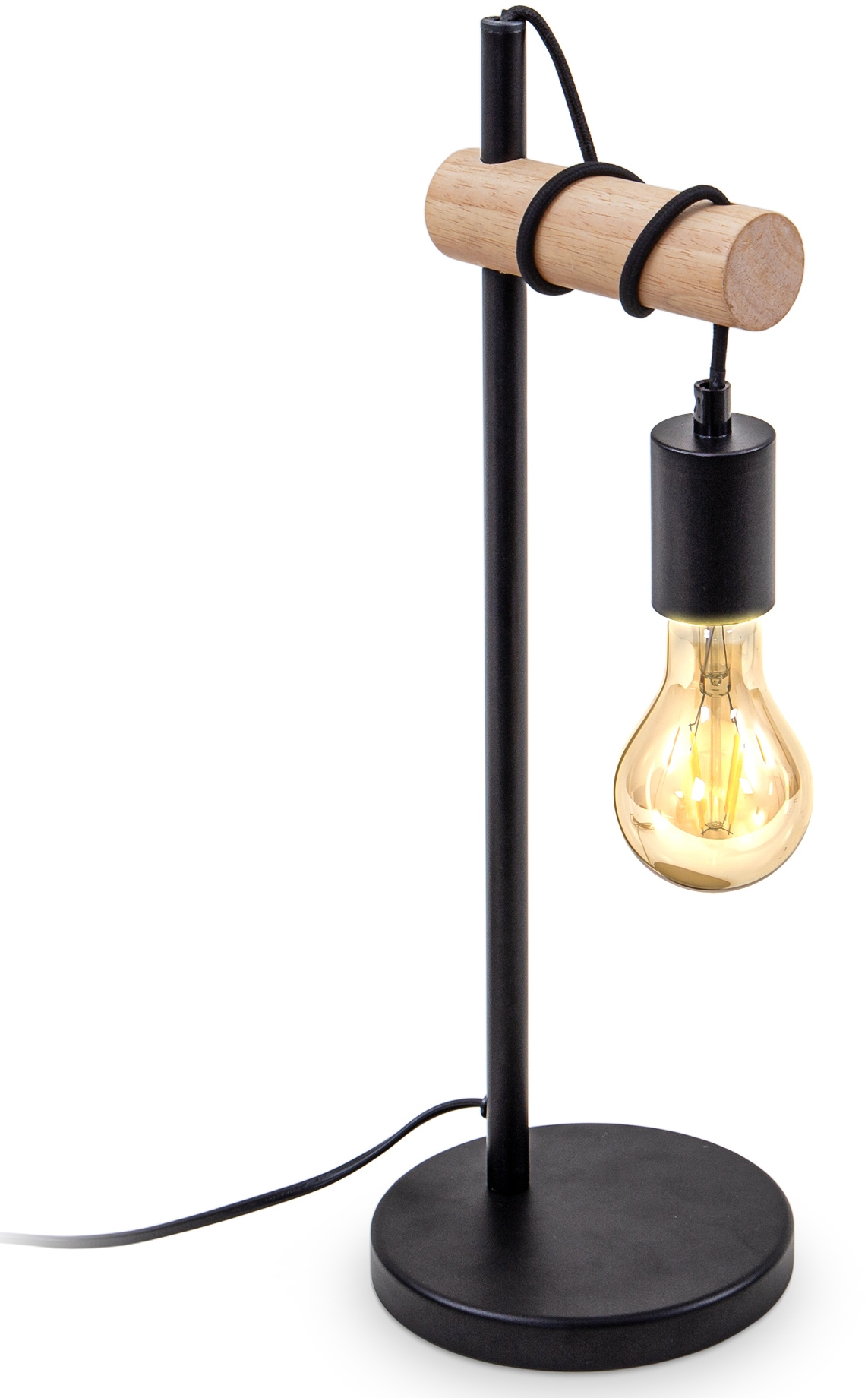 B.K.Licht Tischleuchte »BK_TL1341 Retro Tischlampe, Stahl, Holz, Rund,  E27«, 1 flammig-flammig, 1 flammige Vintage Schreibtischlampe, ohne  Leuchtmittel (max. 10W) online bei OTTO