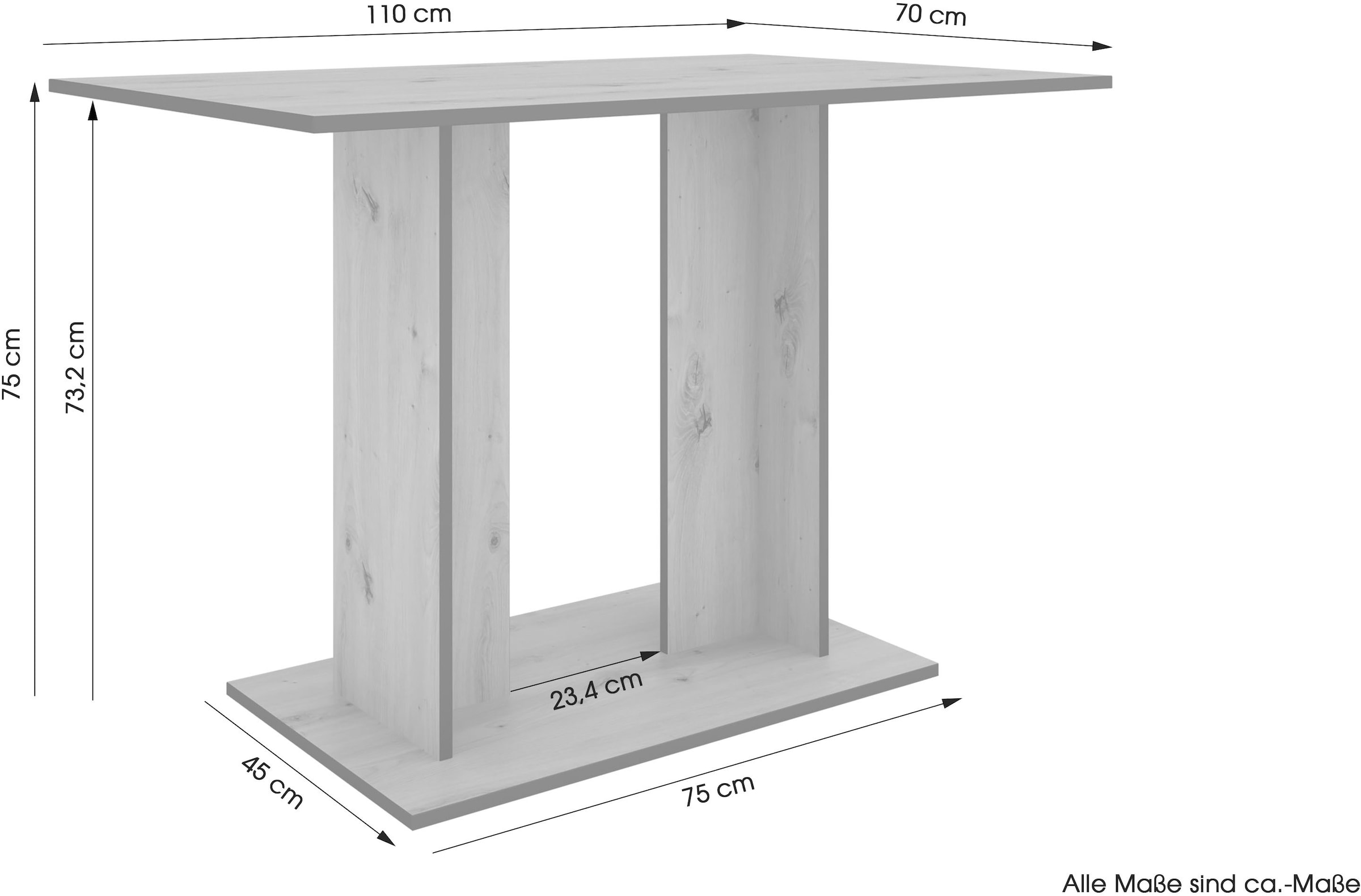 byLIVING Esstisch »TOM« Artisan Eiche oder Weiß, 100 kg, 4 Sitzplätze, Säule: 25 x 56,6 cm