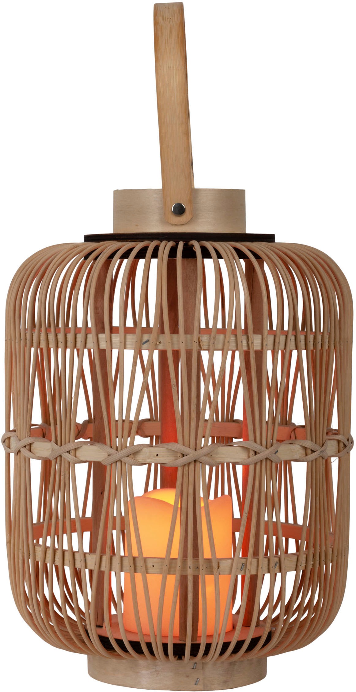näve LED Dekolicht »Korbinian« 1 Stk. Warmweiß Rattankorb natur mit Griff inkl. 1x LED-Kerze warmweiß, Timer, IP20