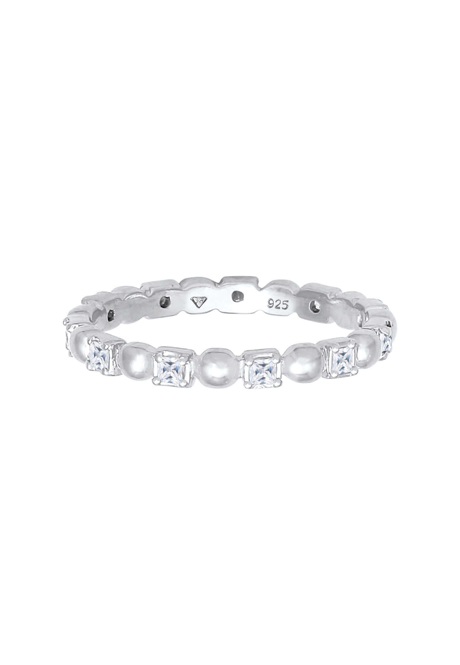 Elli Silberring »Ring Bandring Kugel Zirkonia Viereck 925 Silber«