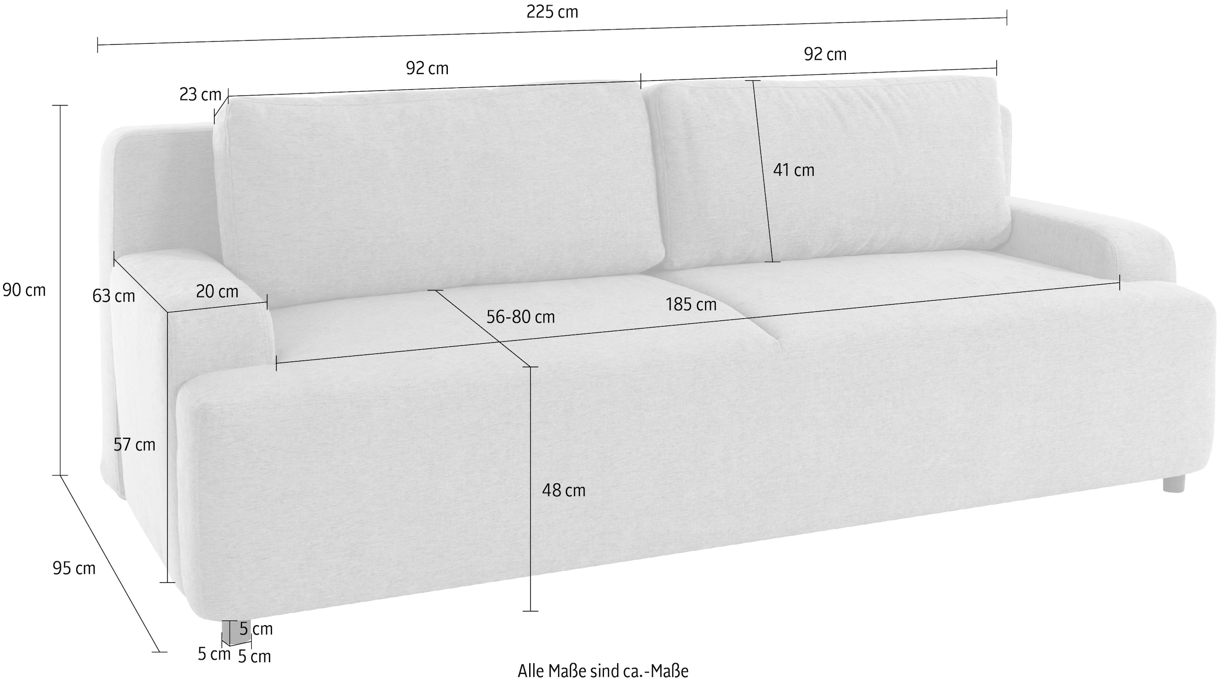 andas Schlafsofa »Halbschlaf«, mit Bettfunktion und Bettkasten