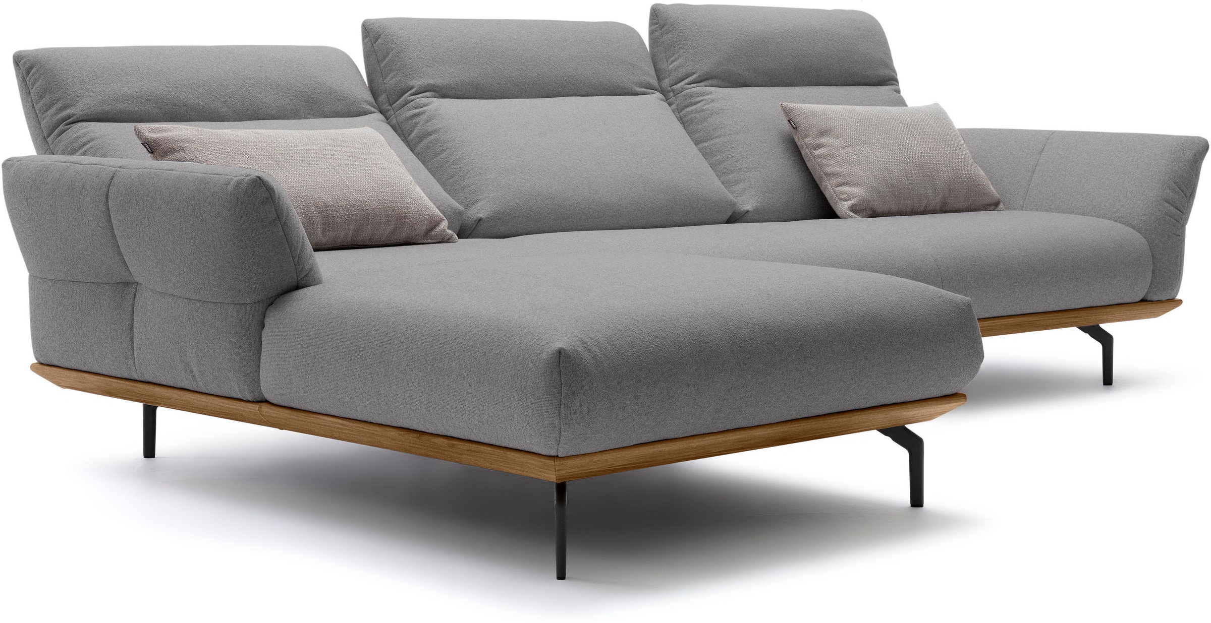 hülsta sofa Ecksofa »hs.460«, Sockel in Nussbaum, Winkelfüße in Umbragrau, Breite 318 cm