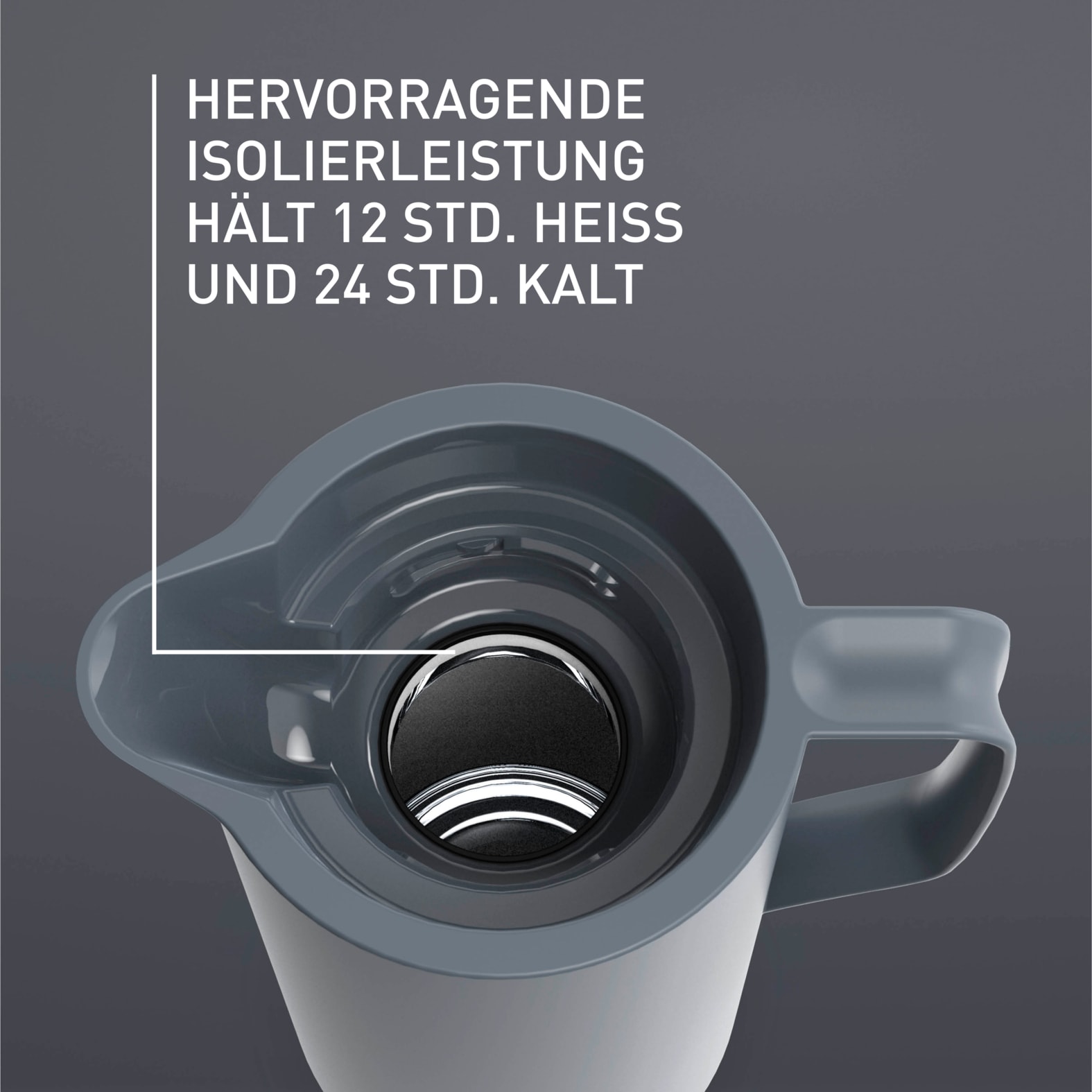 Emsa Isolierkanne »Motiva in modernem Design, 100% auslaufsicher, Made in Germany«, 1 l, (doppelwandiger Glasisolierkolben, bis zu 12h warm/24h kalt), Quick-Press-Deckel, Einhandbedienung, ergonomischer Schraubdeckel