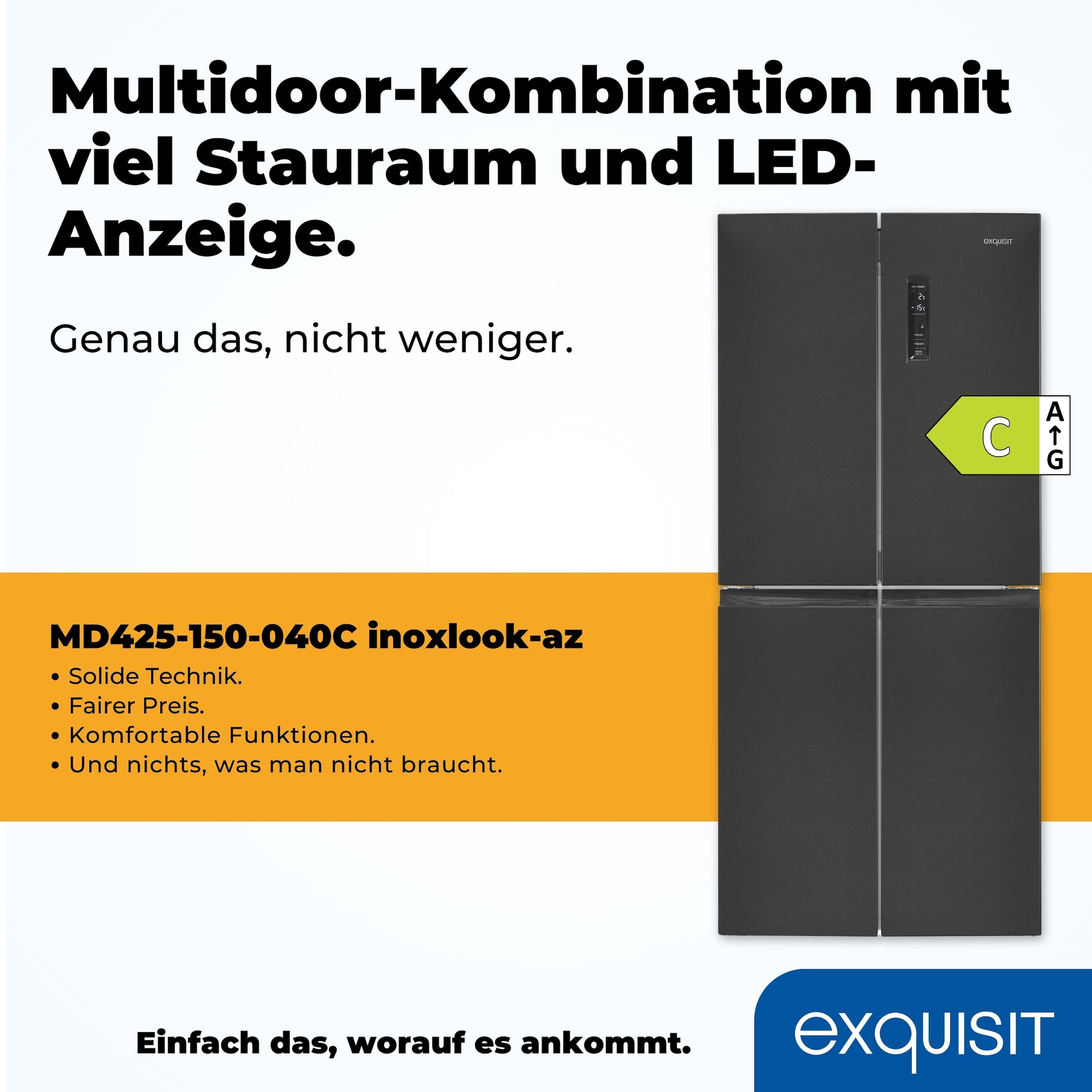 exquisit Multi Door »MD425-150-040C inoxlook-az« 180 cm hoch 79 cm breit