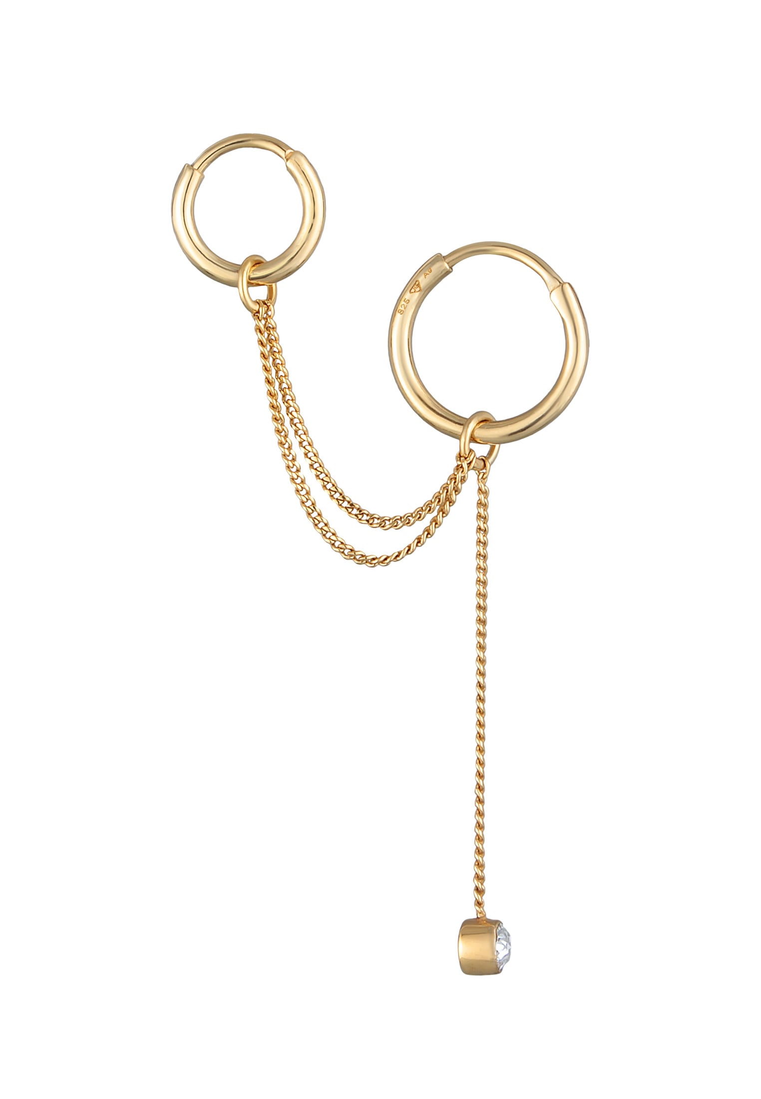 Elli Paar Creolen »Ohrringe Ear Chain Creolen Kristall Modern 925 Silber«