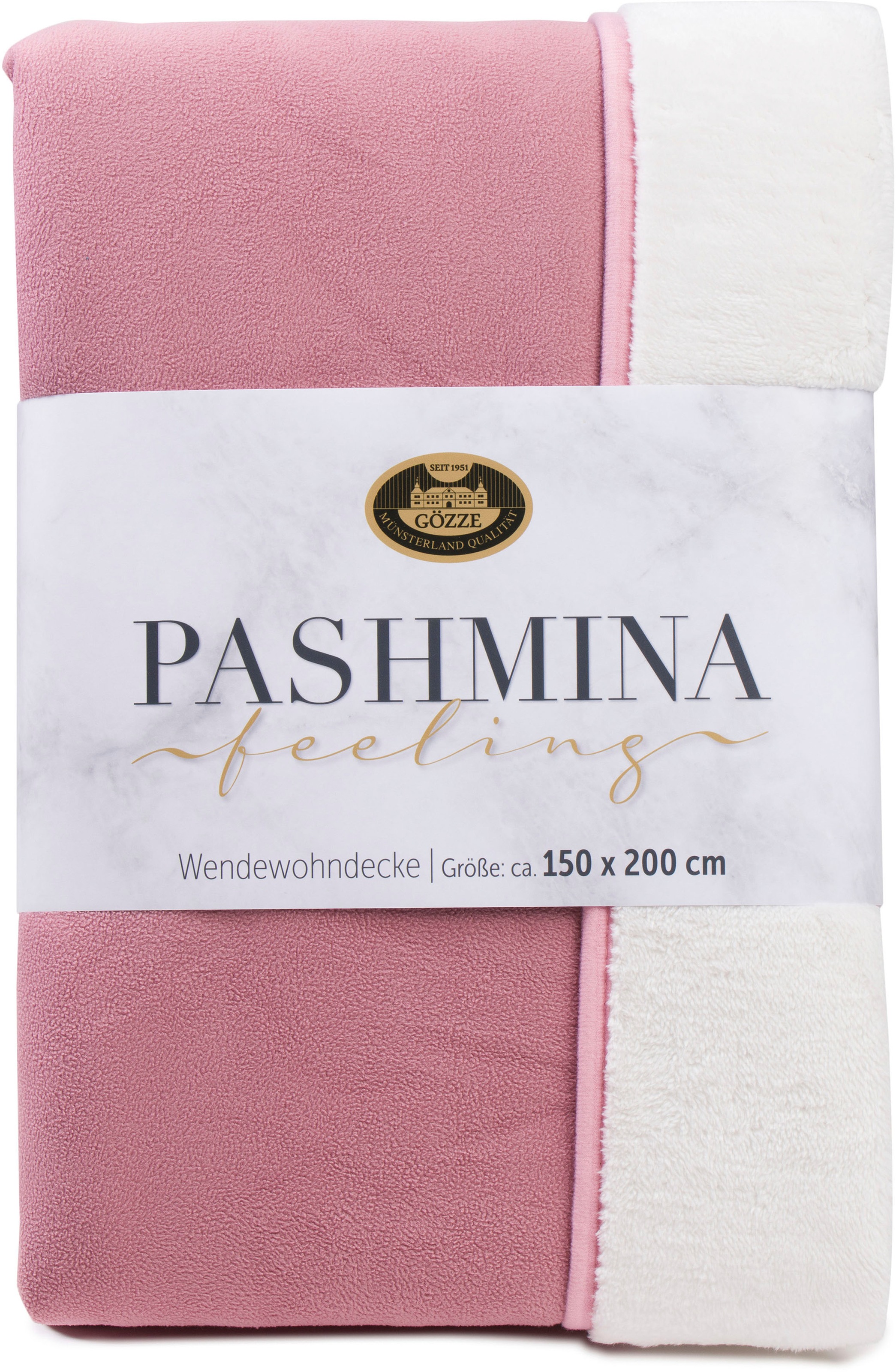 Gözze Wohndecke »Pashmina Wendewohndecke«, flauschig schlichte Unterseite