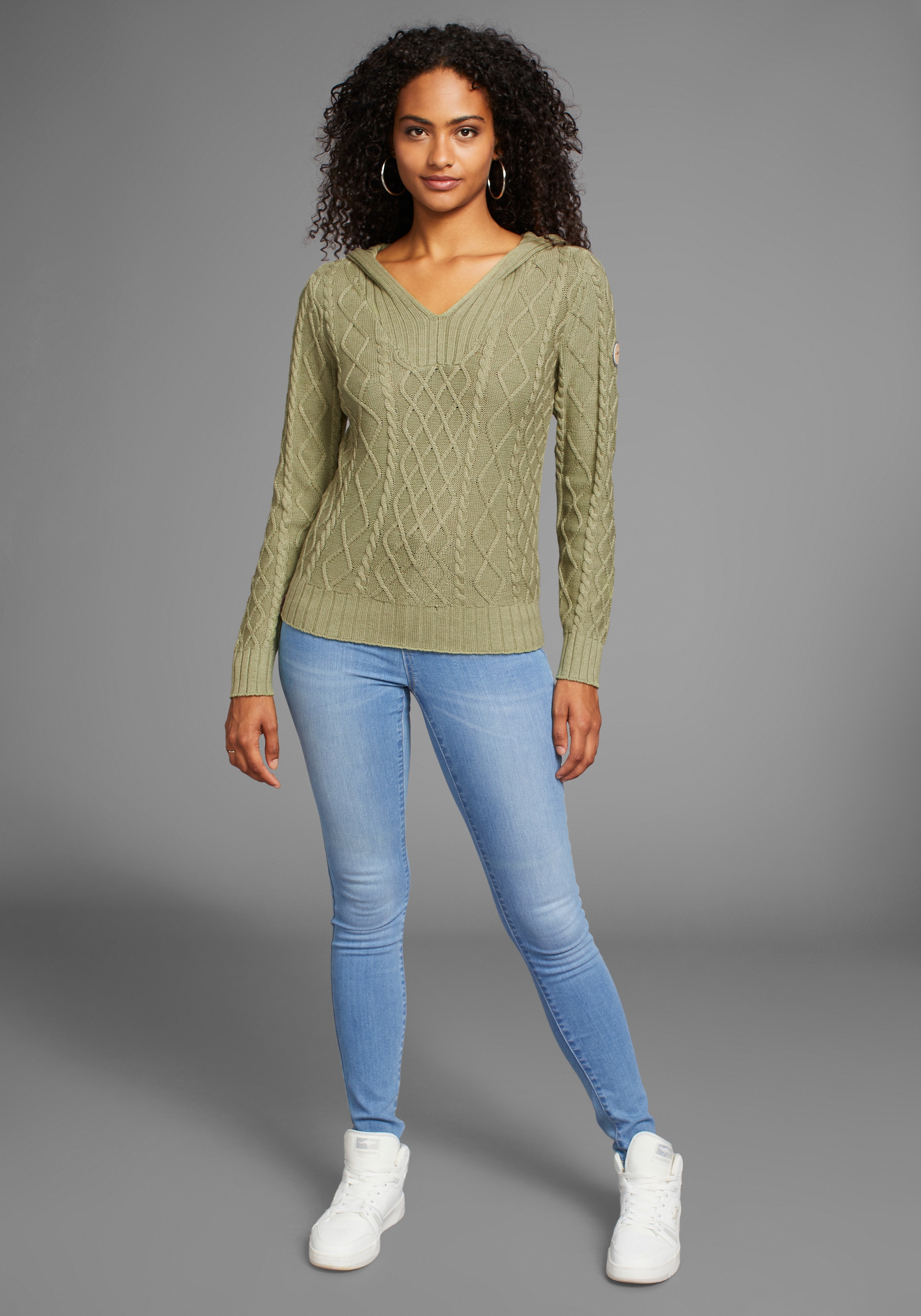 KangaROOS Kapuzenpullover, aus Zopfstrick