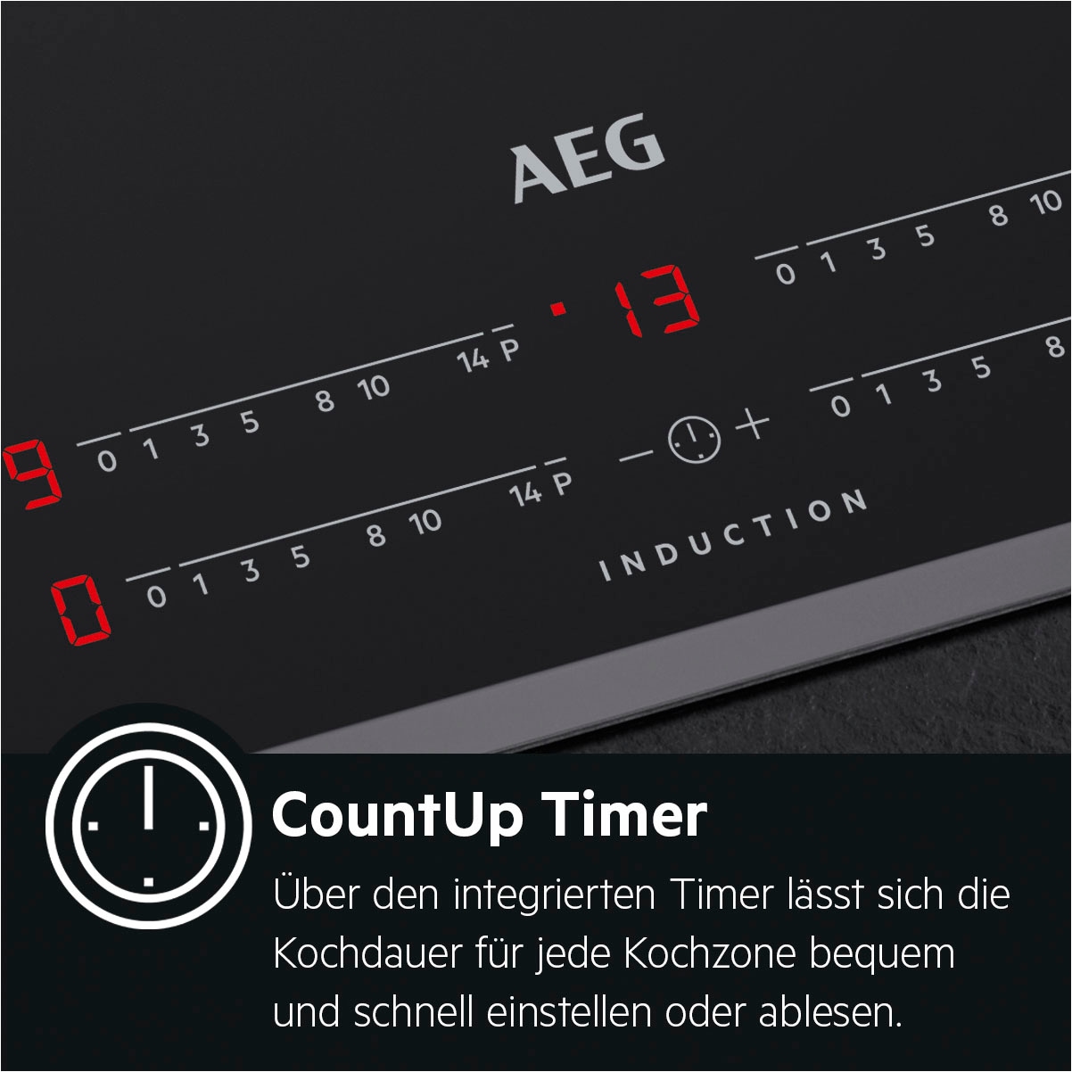 AEG Elektro-Kochfeld »HKA8578RAD %RESET%949598125%RESET%«, Hob²Hood-Funktion, Made in Germany, Öko- und CountUp-Timer, 80 cm