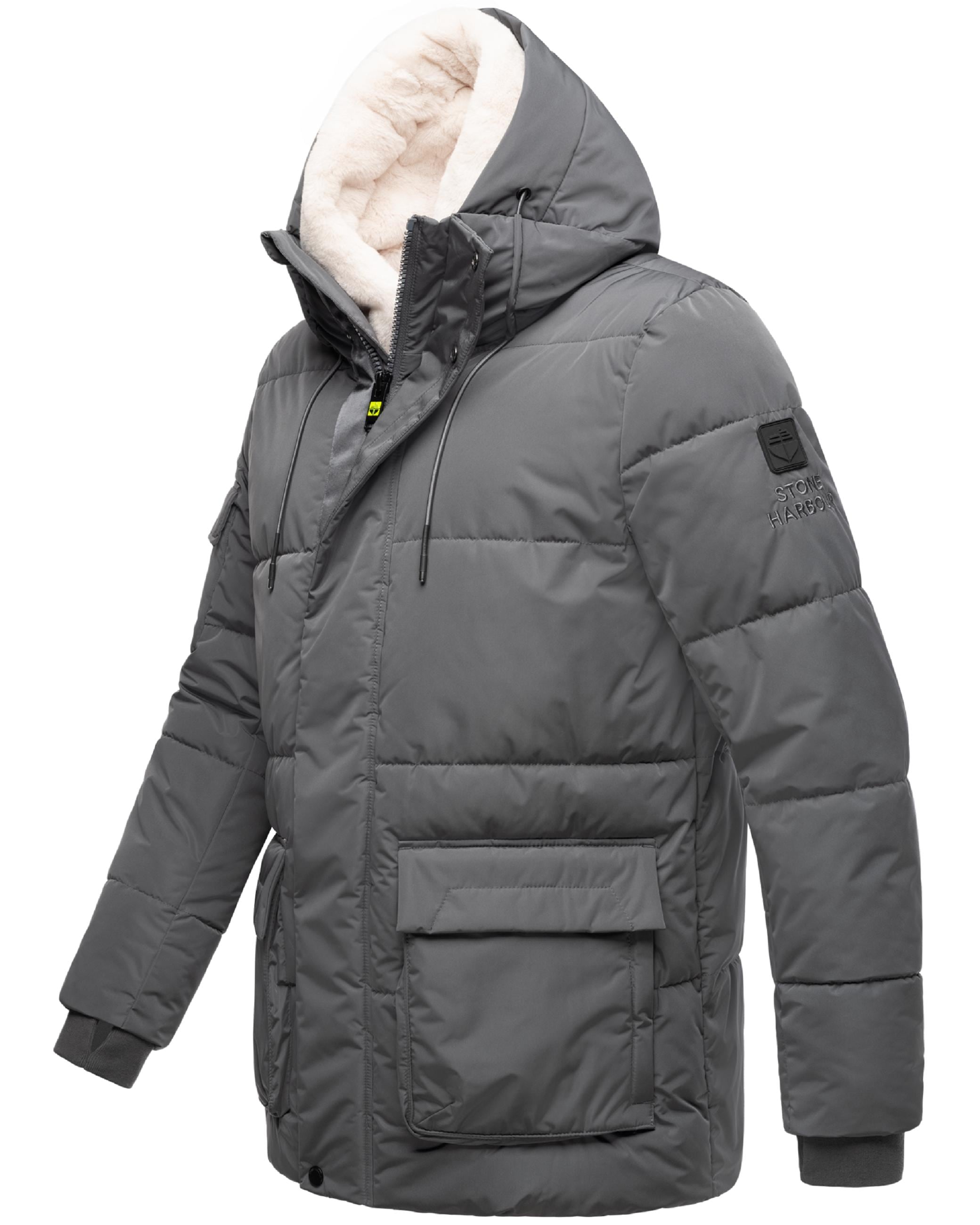 Stone Harbour Winterjacke »Winterjacke Lauroo XX«, mit Kapuze, urbane Herren Steppjacke mit kuscheligem Kunstpelz-Kragen