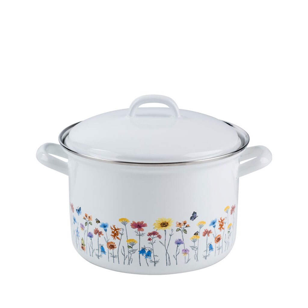 Riess Topf-Set »Emaille Spar-Set FLORA«, emailliertes Stahlblech, (Set, 5 tlg.)