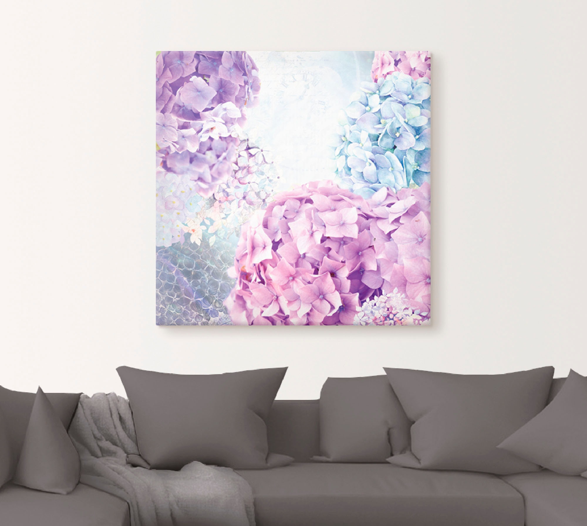 Artland Wandbild »Blau und Pink Hortensie«, Blumen, (1 St.), als Leinwandbild, Wandaufkleber in verschied. Größen