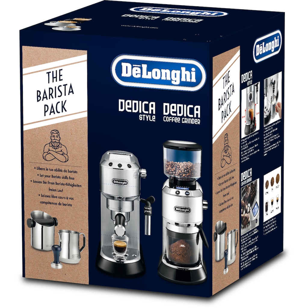 De'Longhi Siebträgermaschine »ECKG6821.M«, inkl. Kaffeemühle, Tamper, Abschlagbox+ Kännchen