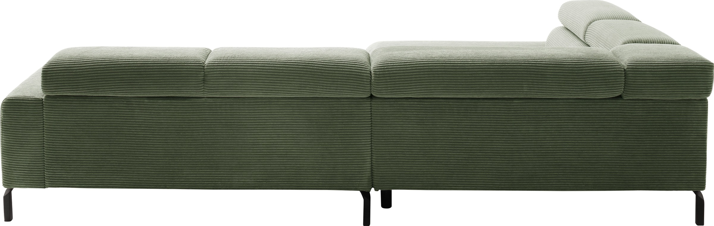 Places of Style Ecksofa »Antonelli, L-Form, inkl. Kopfteilverstellung, Breite 312 cm«, mit elektrischer Sitztiefenverstellung, in Cord, oliv