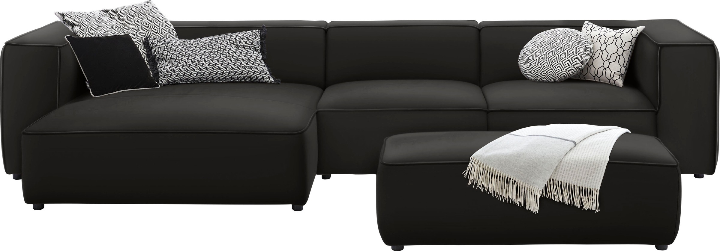 W.SCHILLIG Ecksofa »around-the-block«, mit eleganter Biese, mit Federkern, Breite 341 cm