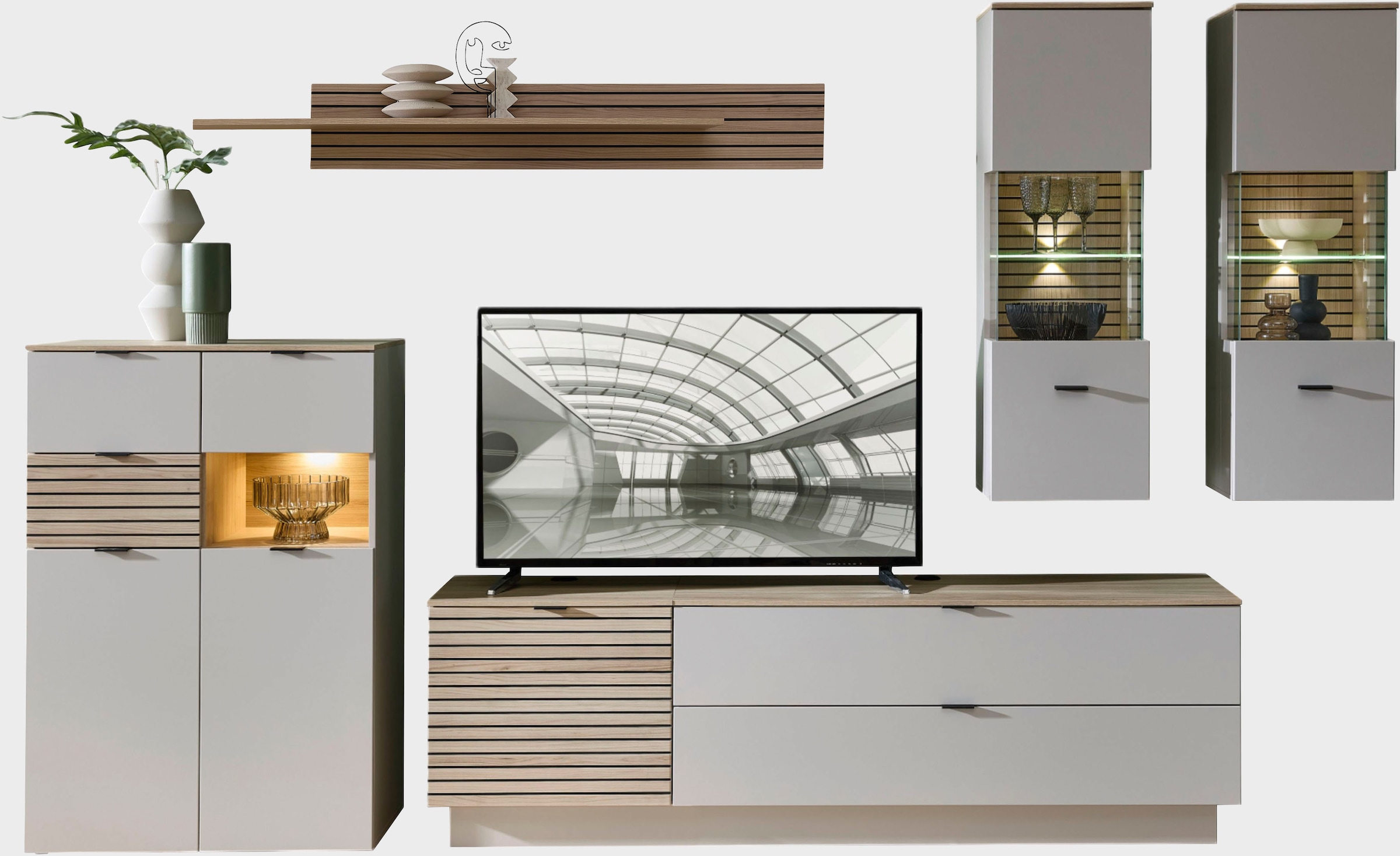 Innostyle Wohnwand »Ina Wohnwand, 340x200x44 cm (B/H/T)« 6 Stk. tlg.