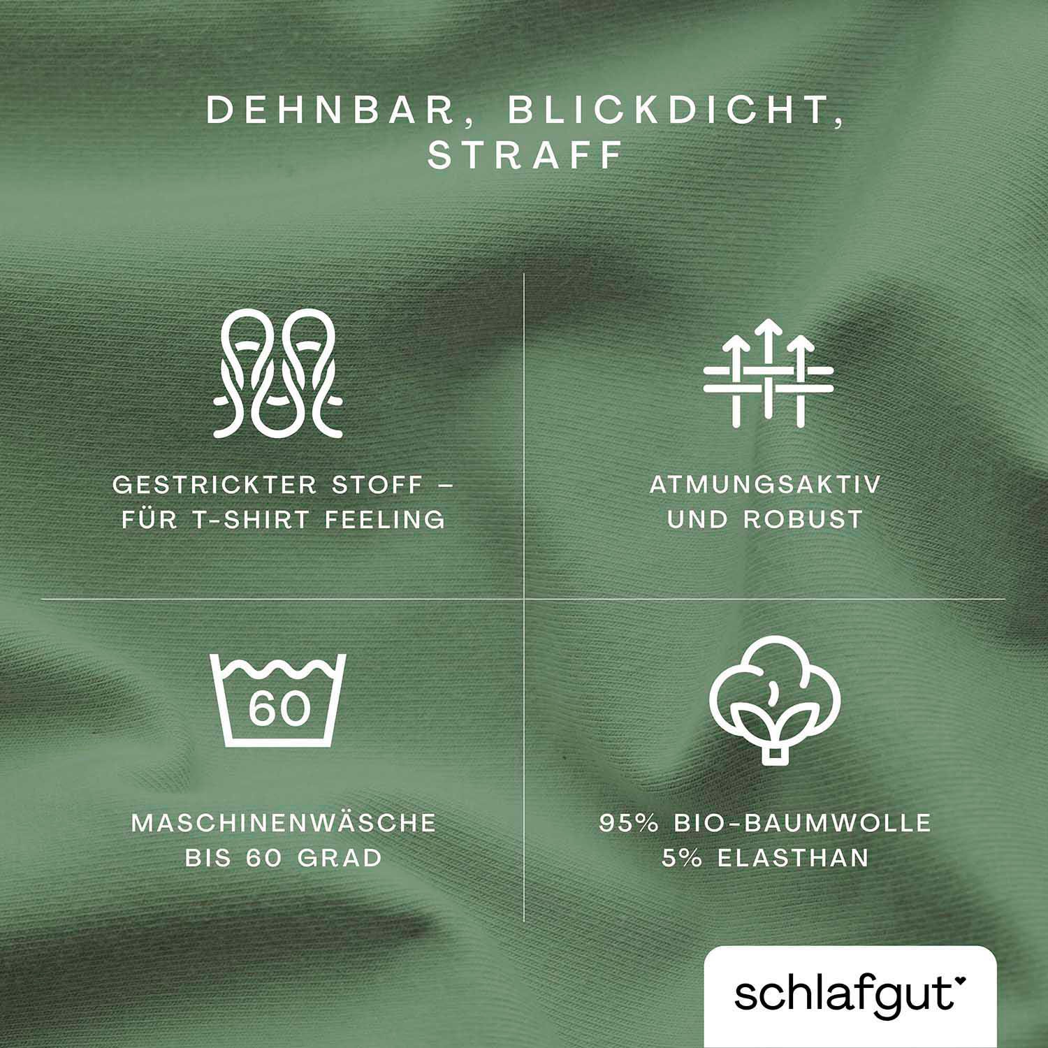 Schlafgut Spannbettlaken »PURE Bio-Baumwolle mit Elasthan, dehnbar blickdicht, straff, Bettlaken«, PREMIUM Laken für Matratzen bis 30cm Höhe, in 90x200, 140x200, 180x200
