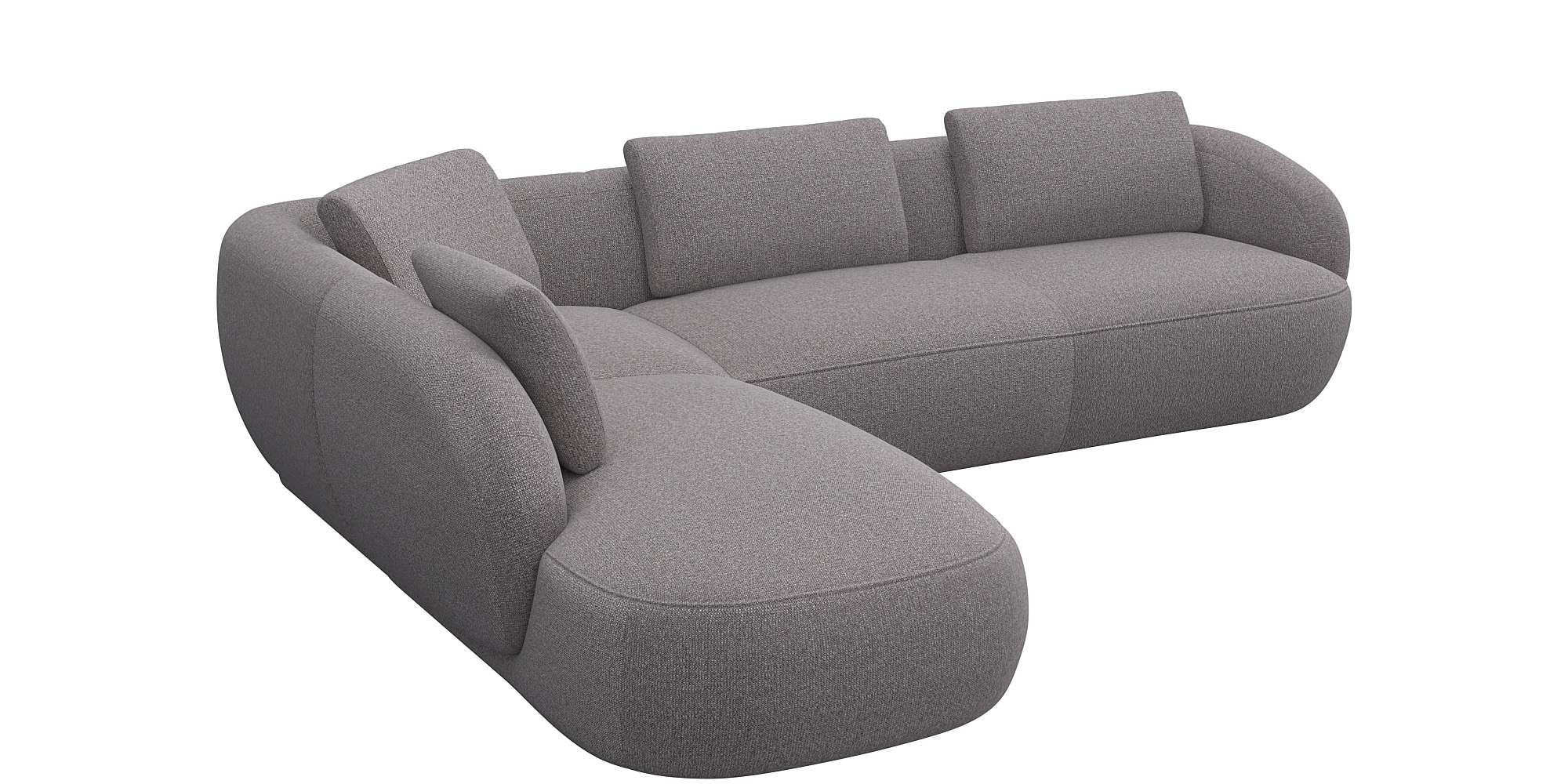 FLEXLUX Ecksofa »Torino, rund, L-Form, Sofa-Ecke mit Ottomane«, Modernes, organisches Sofa-Design, Kaltschaum, Wellenunterfederung