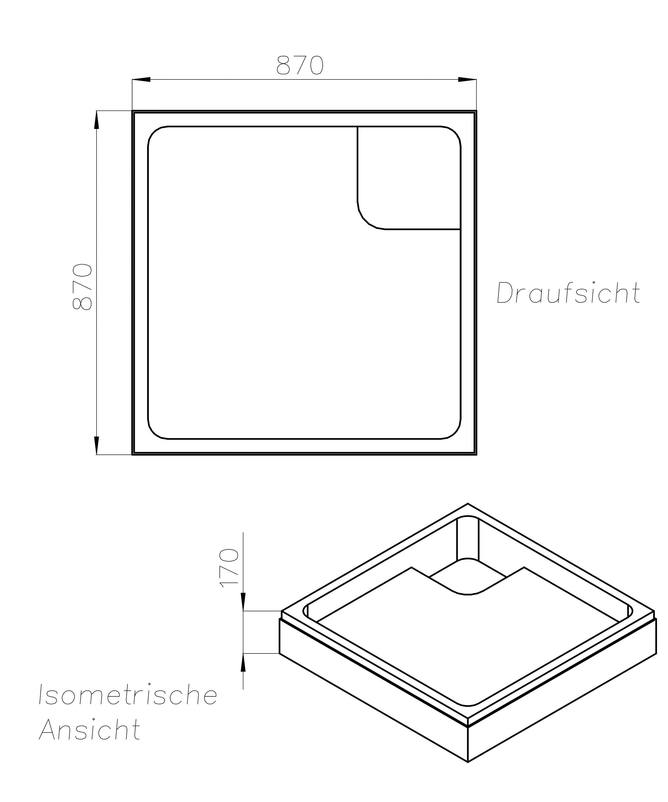 OTTOFOND Duschwanne, (Set), 90x90x6 cm, mit Wannenträger, Ablaufgarnitur und Fugendichtband