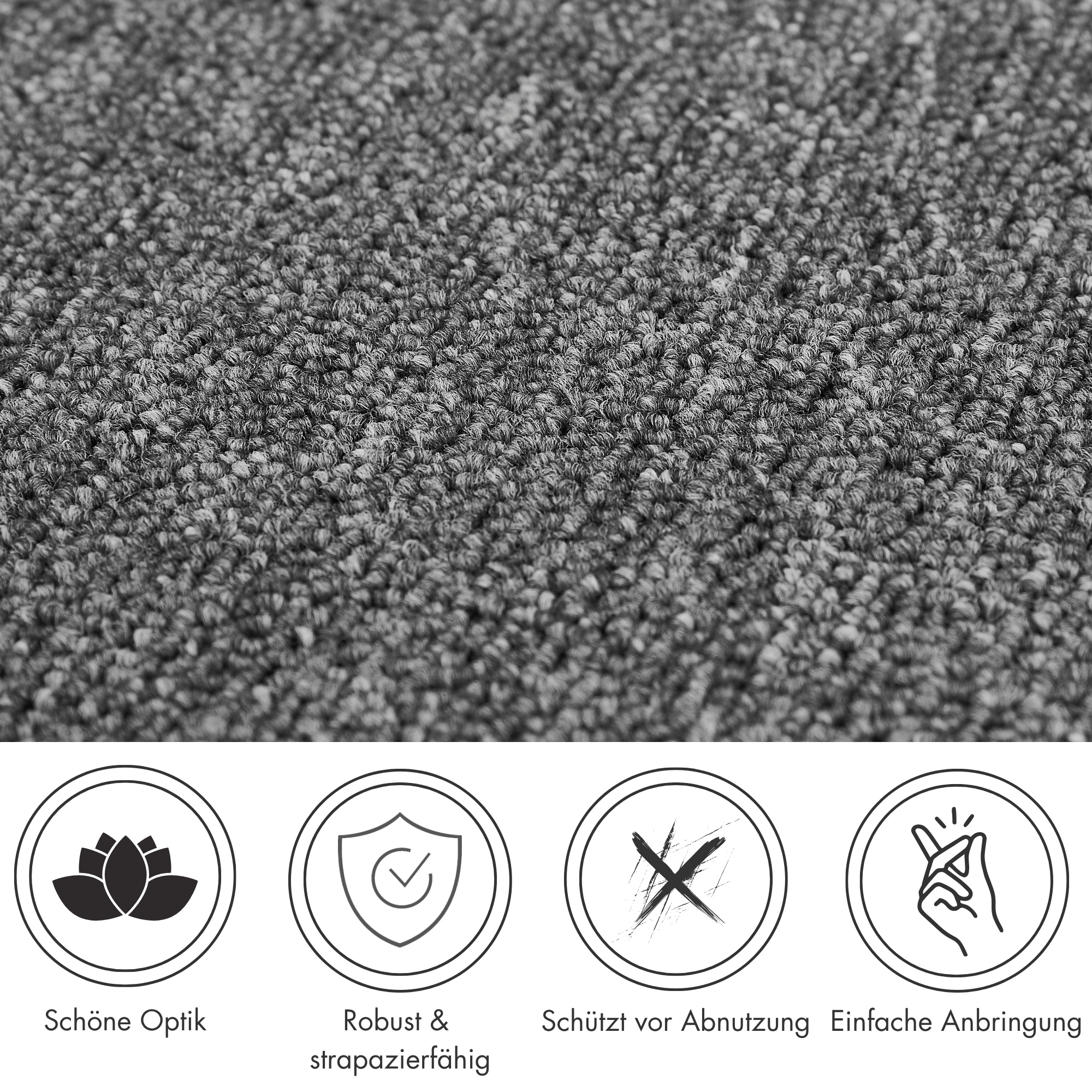 Andiamo Stufenmatte »Rambo, Made in Poland« halbrund 4 mm Höhe melierte Schlinge, selbstklebend, 15 Stück in einem Set