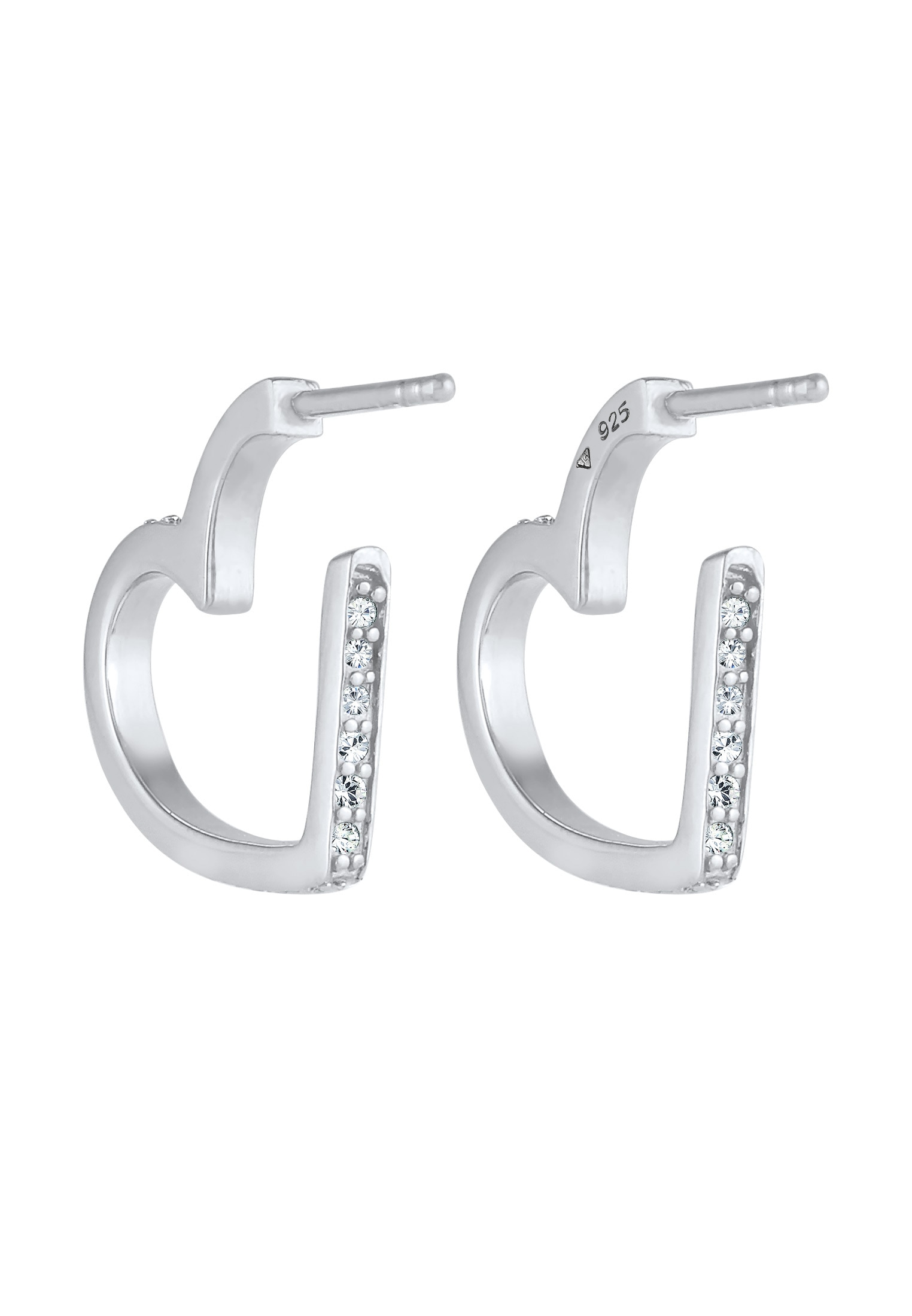 Elli Premium Paar Ohrstecker »Ohrringe Creolen Herz Liebe Kristalle 925 Silber«