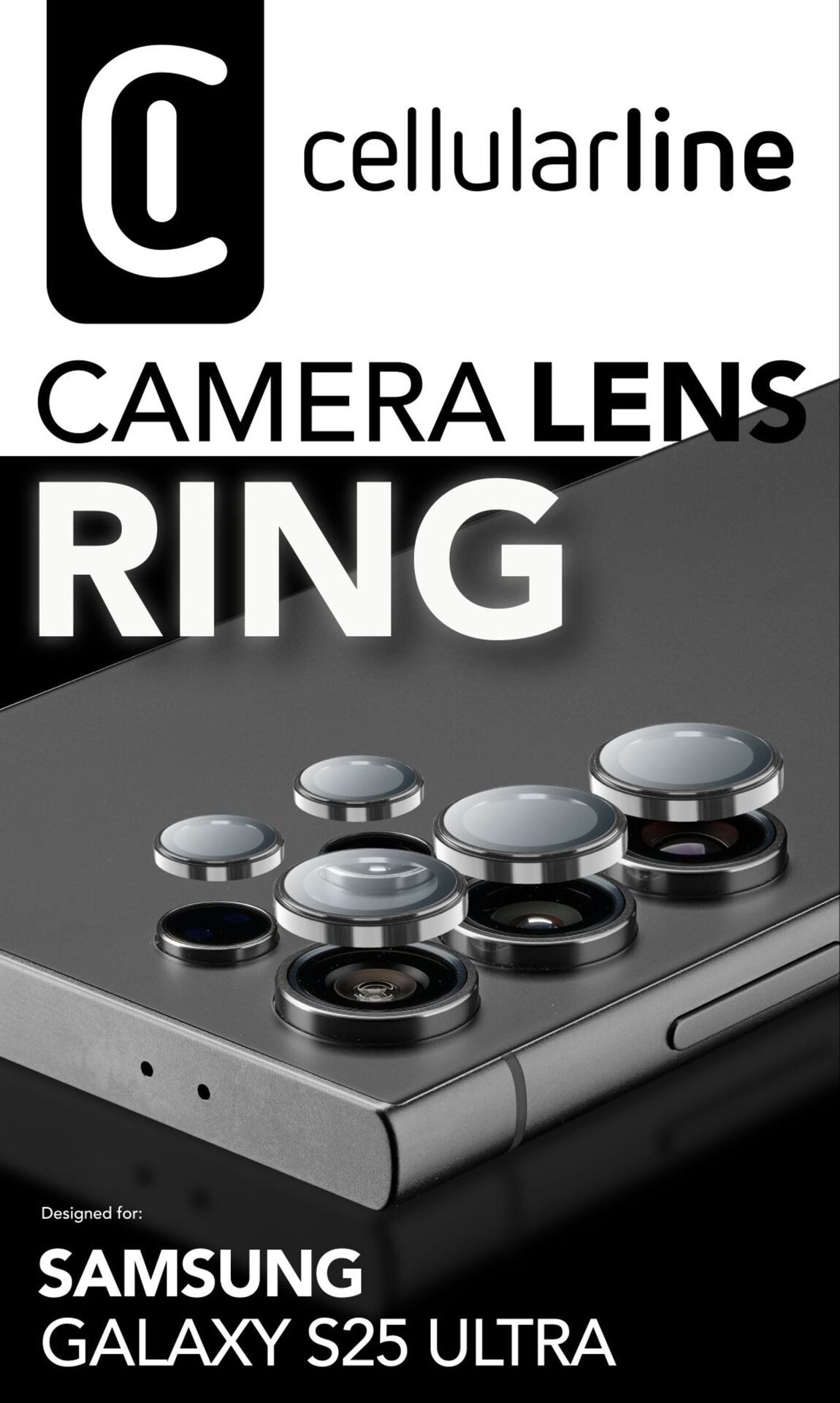 Cellularline Kameraschutzglas »Camera Lens Protection Ring«, für Samsung Galaxy S25 Ultra, Kameraschutz, Schutzglas, Linsenschutz, kratz- & stoßfest