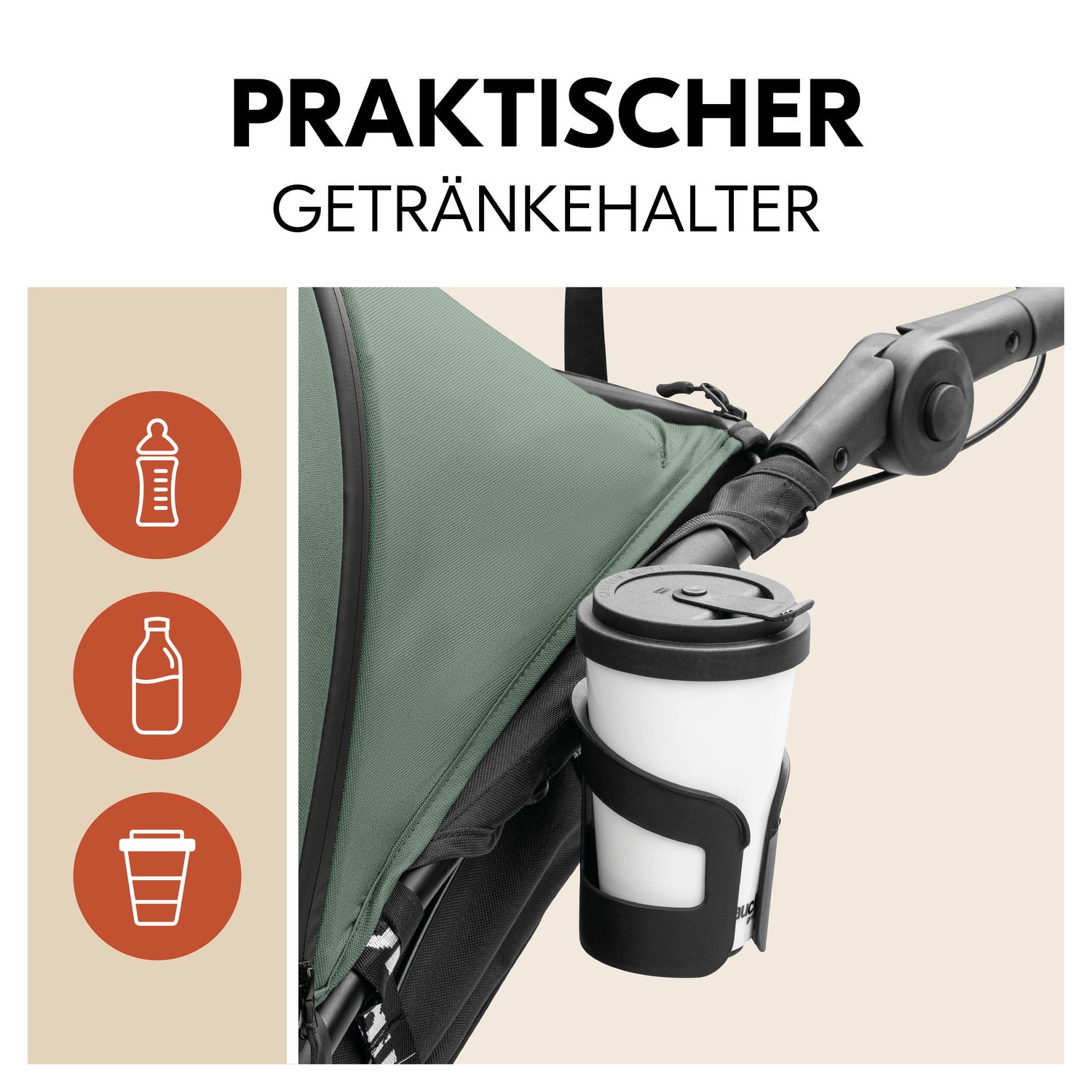 Hauck Dreirad-Kinderwagen »Runner 3, Jungle Green«, 22 kg, mit XXL-Lufträdern u. Handbremse; bis 22 kg belastbar