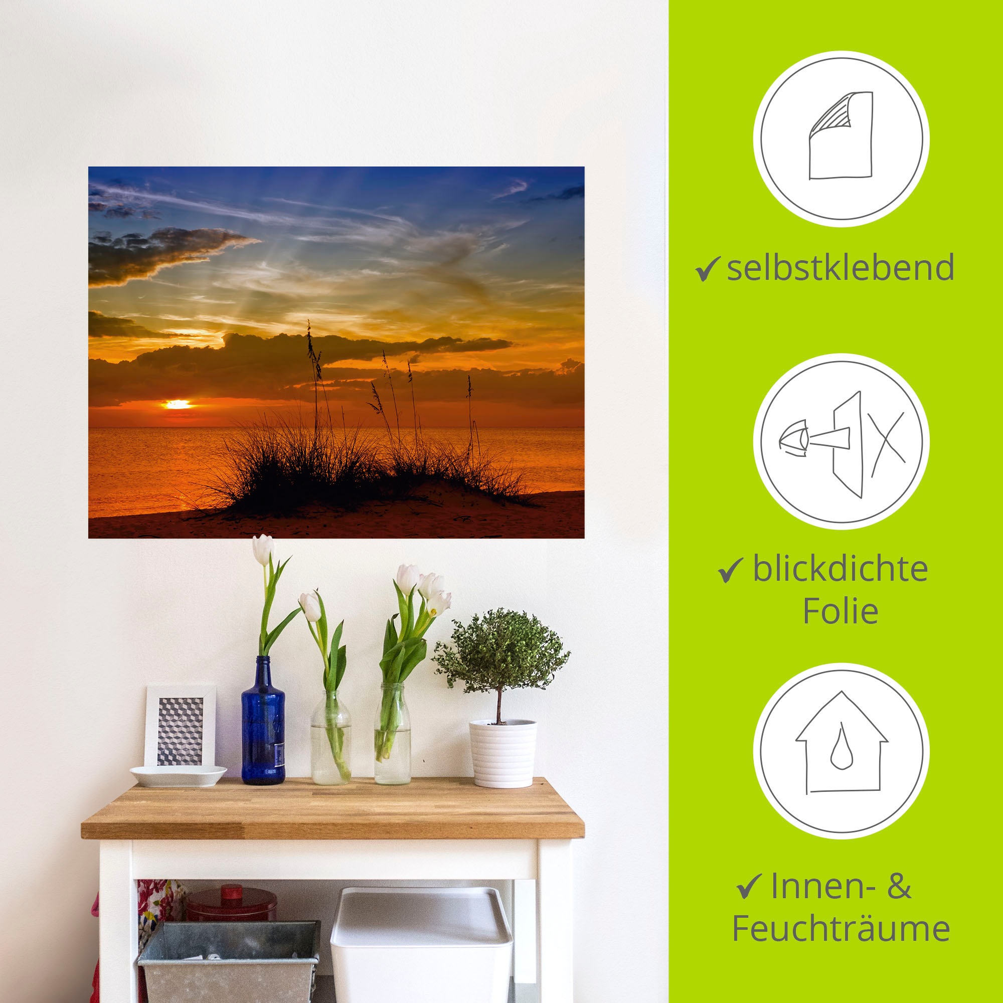 Artland Wandbild »Herrlicher Sonnenuntergang«, Sonnenaufgang & -untergang, (1 St.), als Leinwandbild, Wandaufkleber in verschied. Größen