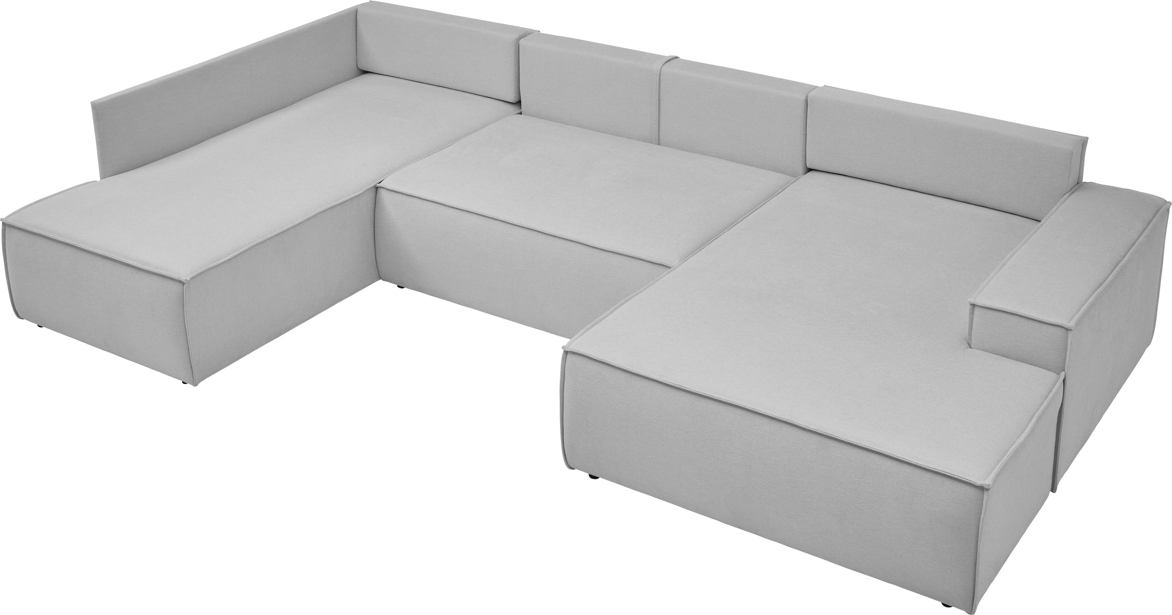 andas Wohnlandschaft »FINNLEY, U-Form XXL 329 cm, Schlafsofa, Schlaffunktion m. Bettkasten« verfügbar in den Stoffqualitäten Bouclé, Struktur fein und Mega Cord