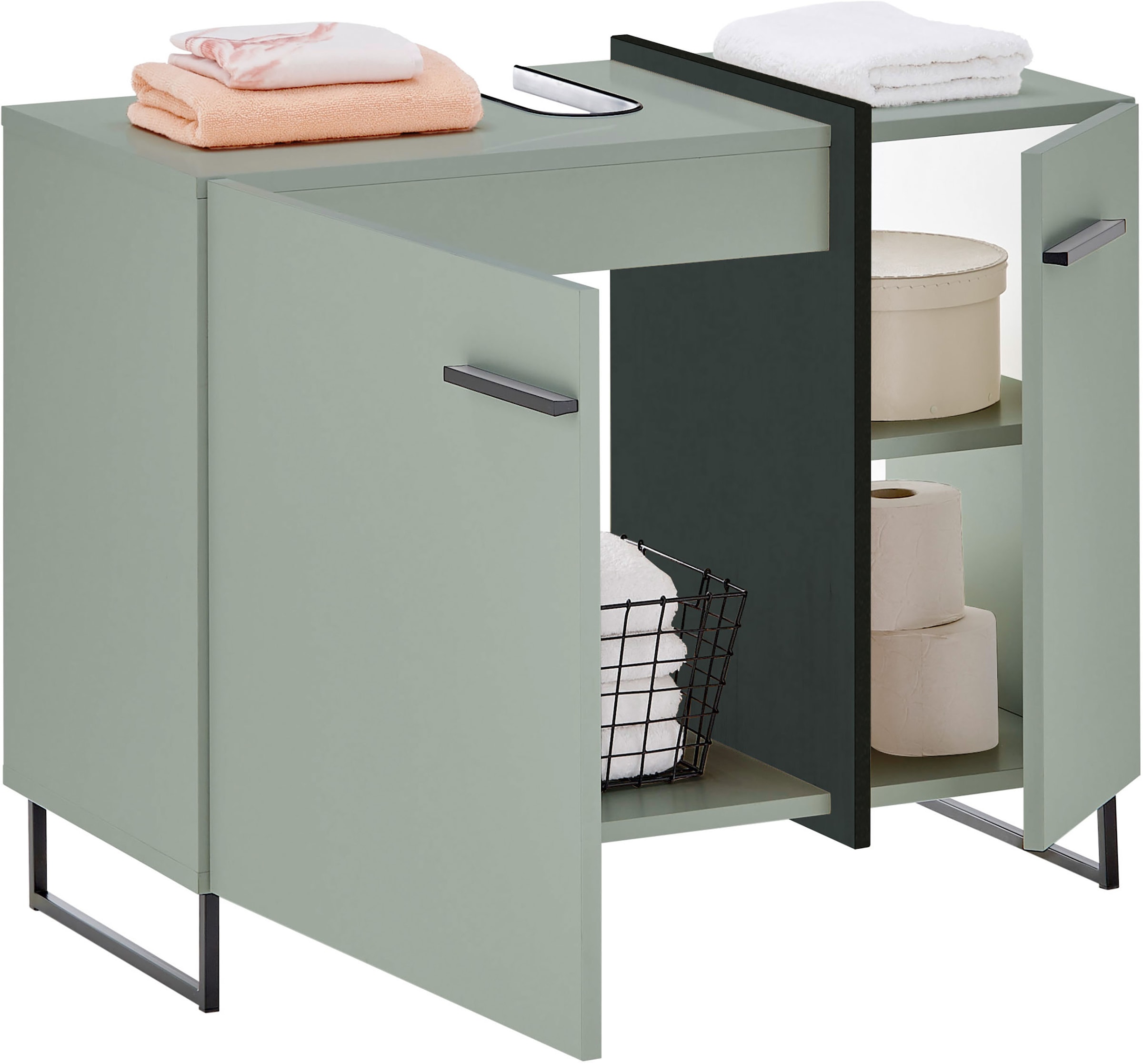 BASIC by Balculina Waschbeckenunterschrank »Palermo, BxHxT 80x64x41 cm« 1 Stk. tlg. Breite 80cm, Softclose, Metallfüße