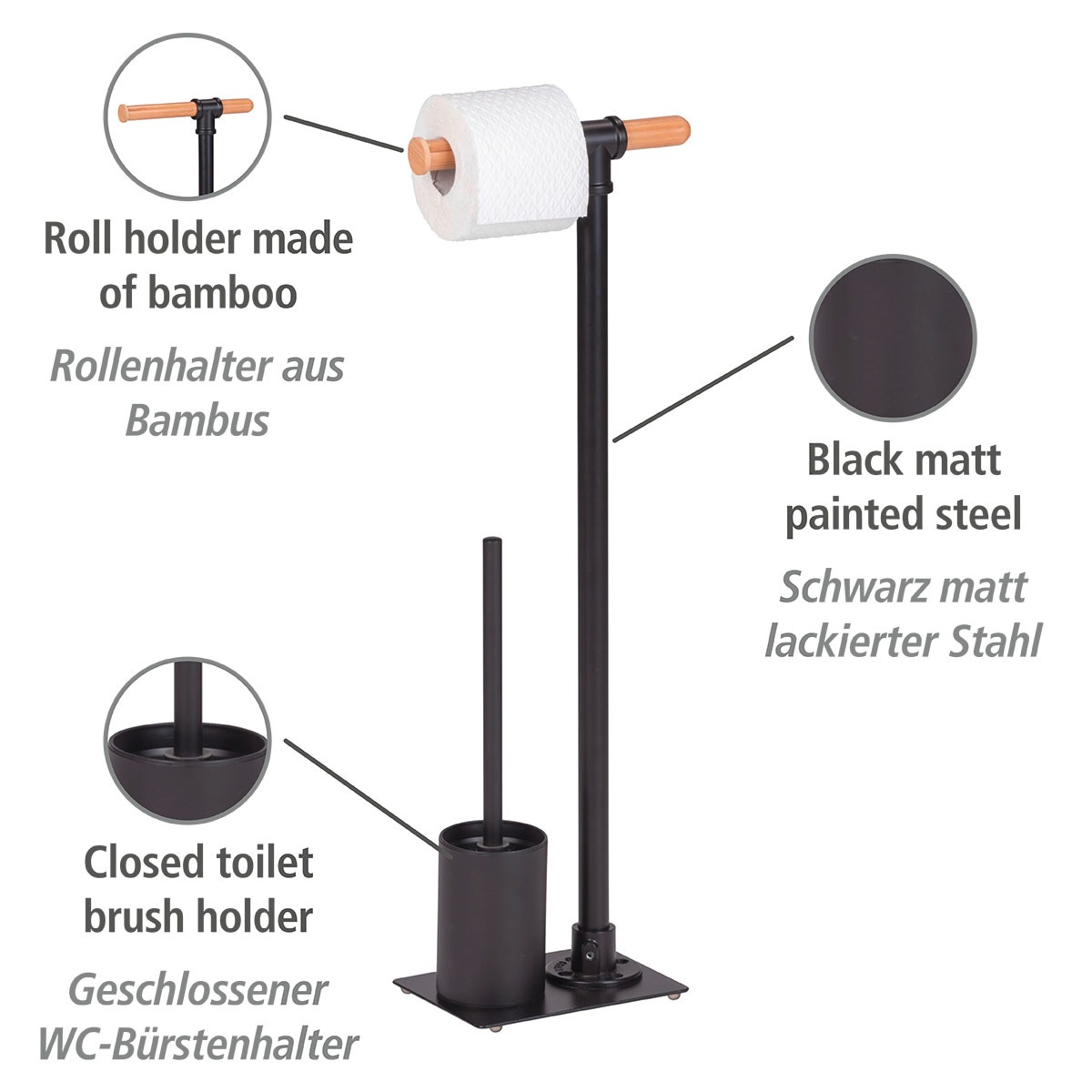 WENKO WC-Garnitur »Forli«, OTTO und inkl. im Stahl-Bambus, Online Shop Rollenhalter WC-Bürste aus