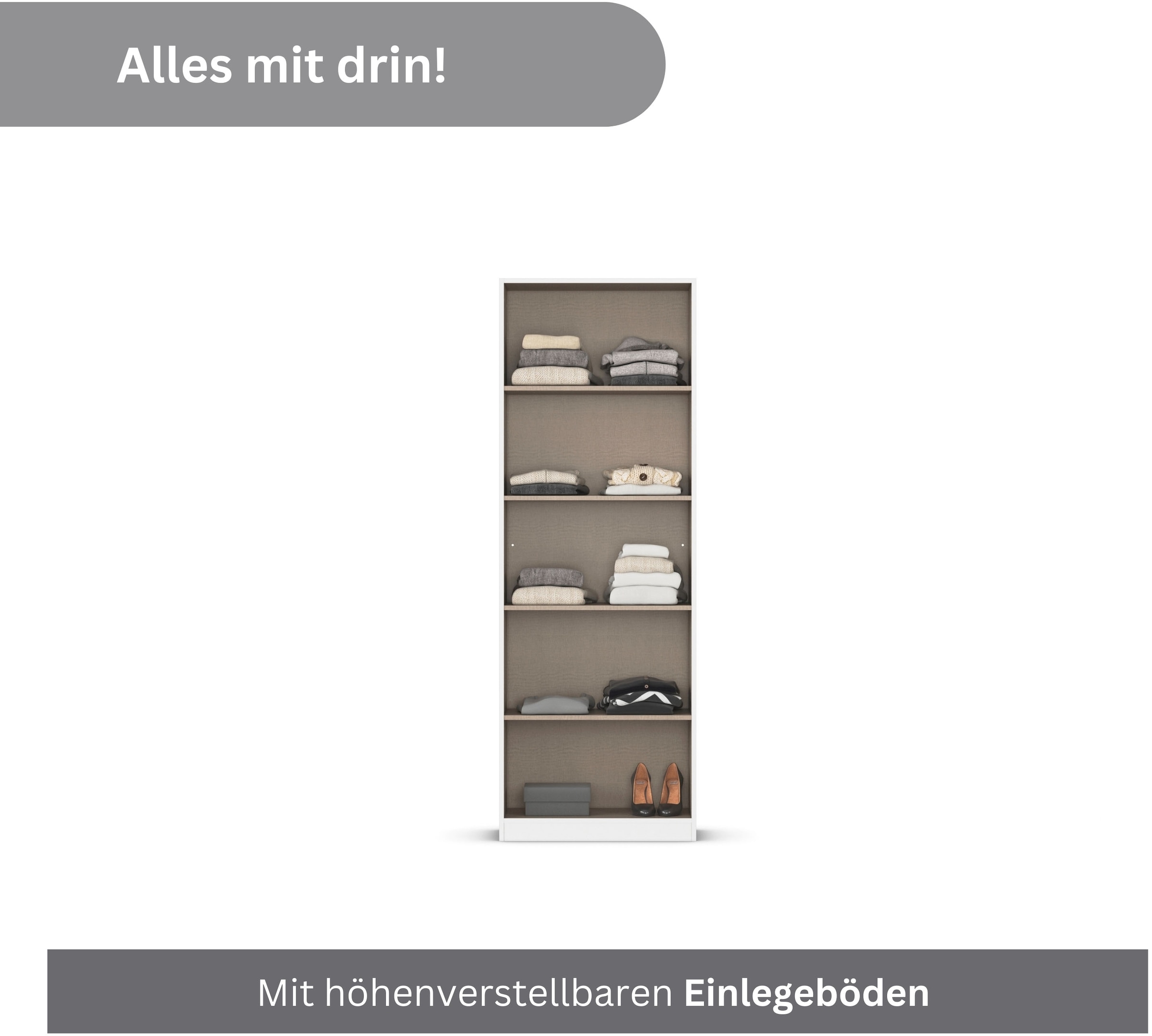 rauch Mehrzweckschrank »Garderobe Kleiderschrank Schrank Schuhschrank Putzschrank MINOSA« Breiten 47/69/91/136 cm, Höhen 197/210 cm,  In 4 Breiten mit vielen Einlegeböden für viel Stauraum MADE IN GERMANY