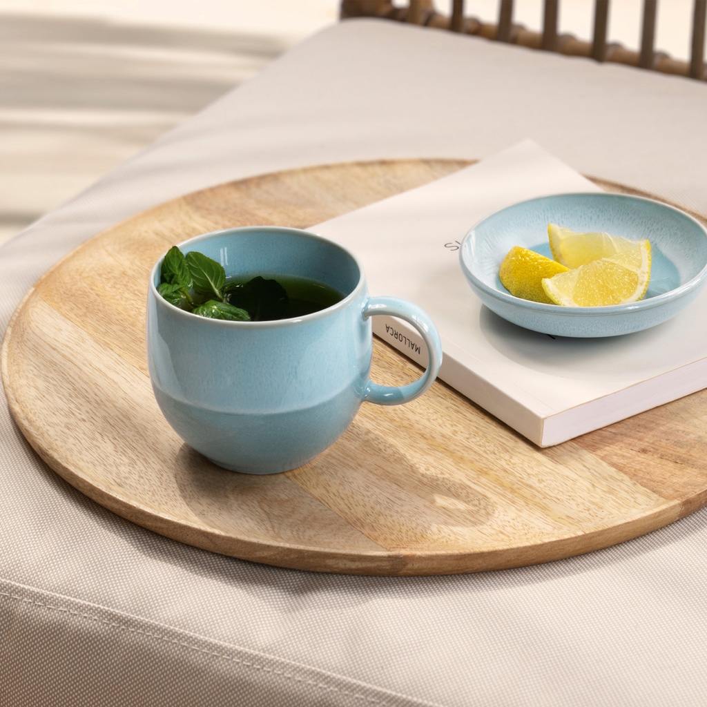 like. by Villeroy & Boch Geschirr-Set »Kombiservice Perlemor Aqua 30er Set blau« Spülmaschinengeeignet, Mikrowellengeeignet