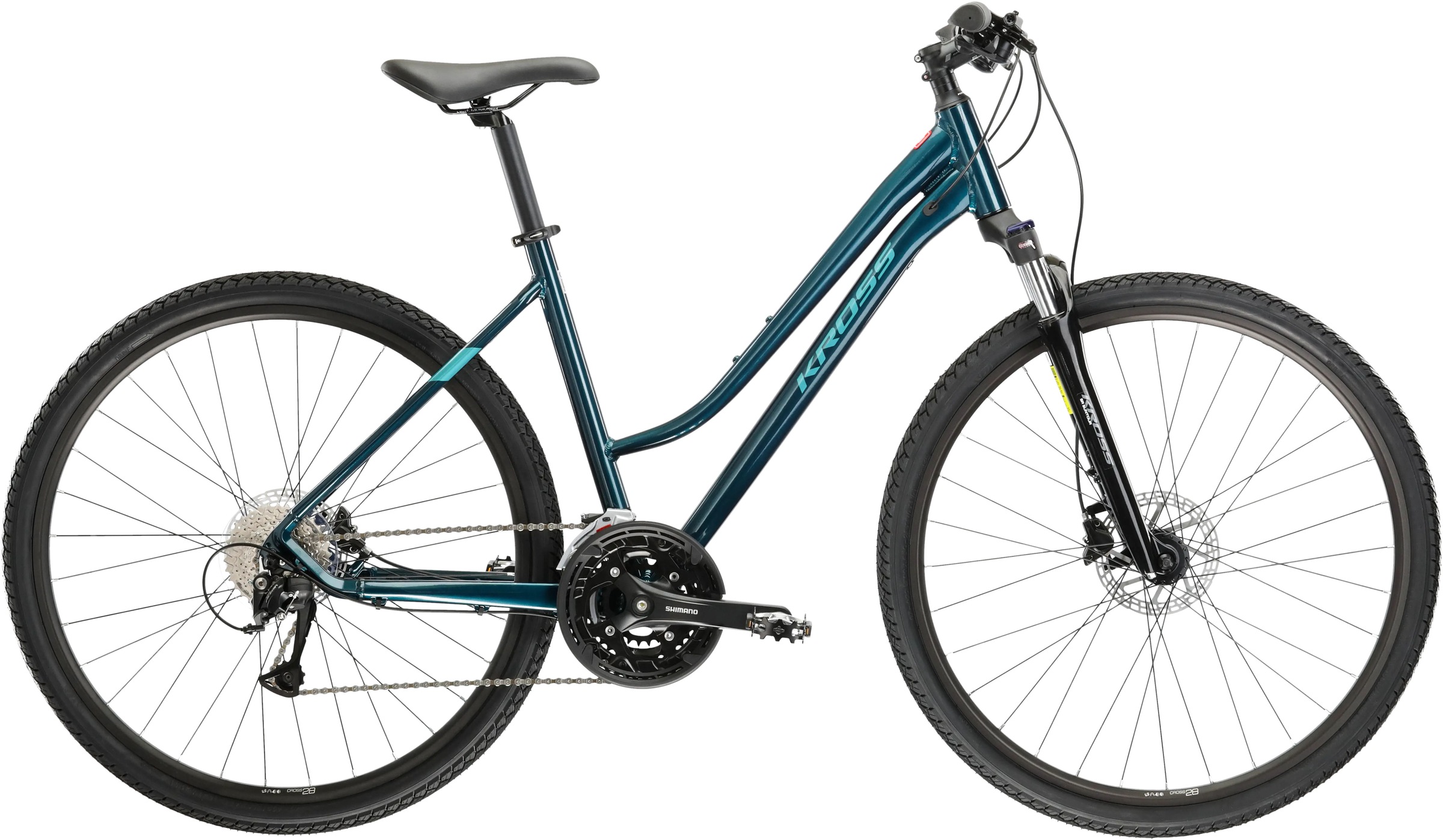 Kross Crossrad »KROSS Crossbike Evado 5.0 28" türkis 27 Gänge« 27 Gang Shimano Acera Schaltwerk Kettenschaltung in blau, Größe 28 Zoll (71,12 cm)...