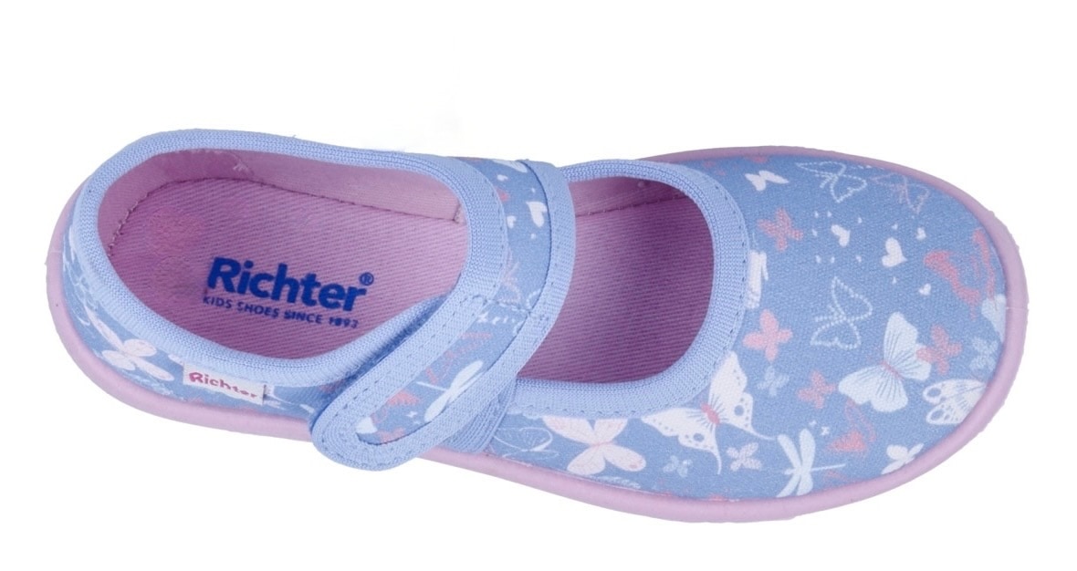 Richter Hausschuh »Mia WMS: Mittel«, Ballerina, Klettschuh mit pastellfarbenem Print