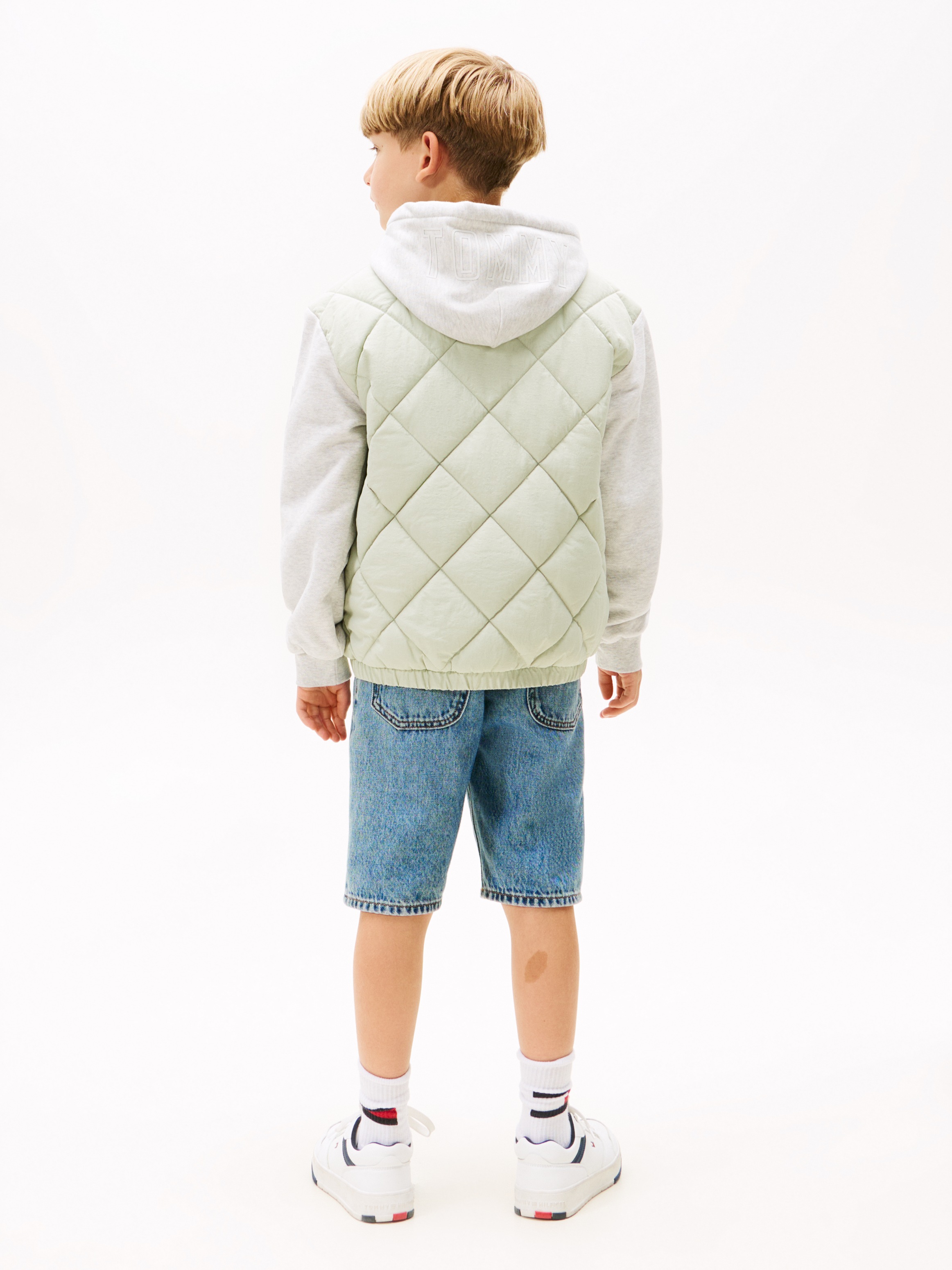 Tommy Hilfiger Steppjacke »MIX MEDIA QUILTED JACKET«, mit Kapuze, für Kinder bis 16 Jahre, Material-Mix