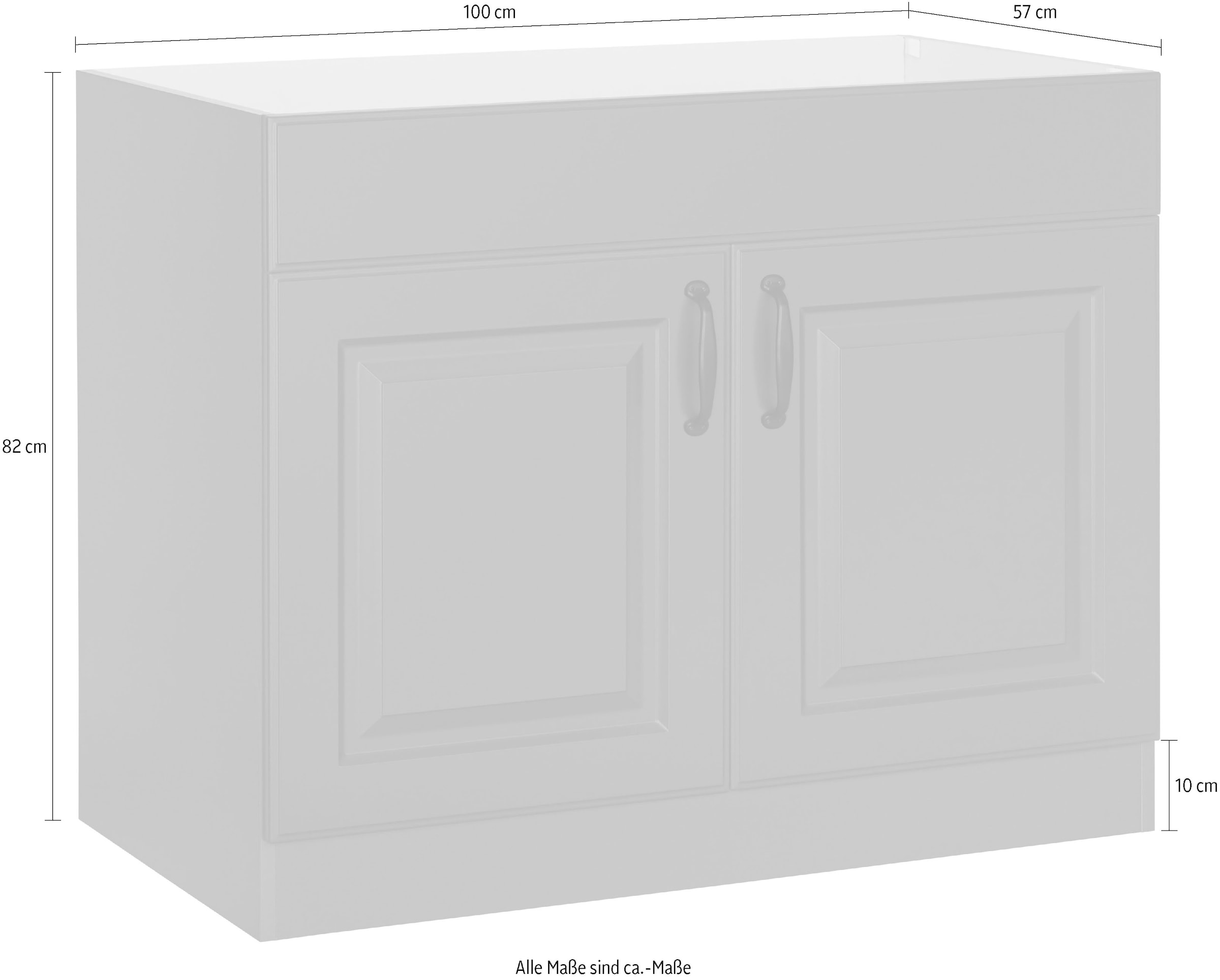 wiho Küchen Spülenschrank »Erla«, 100 cm breit mit Kassettenfront, ohne Arbeitsplatte
