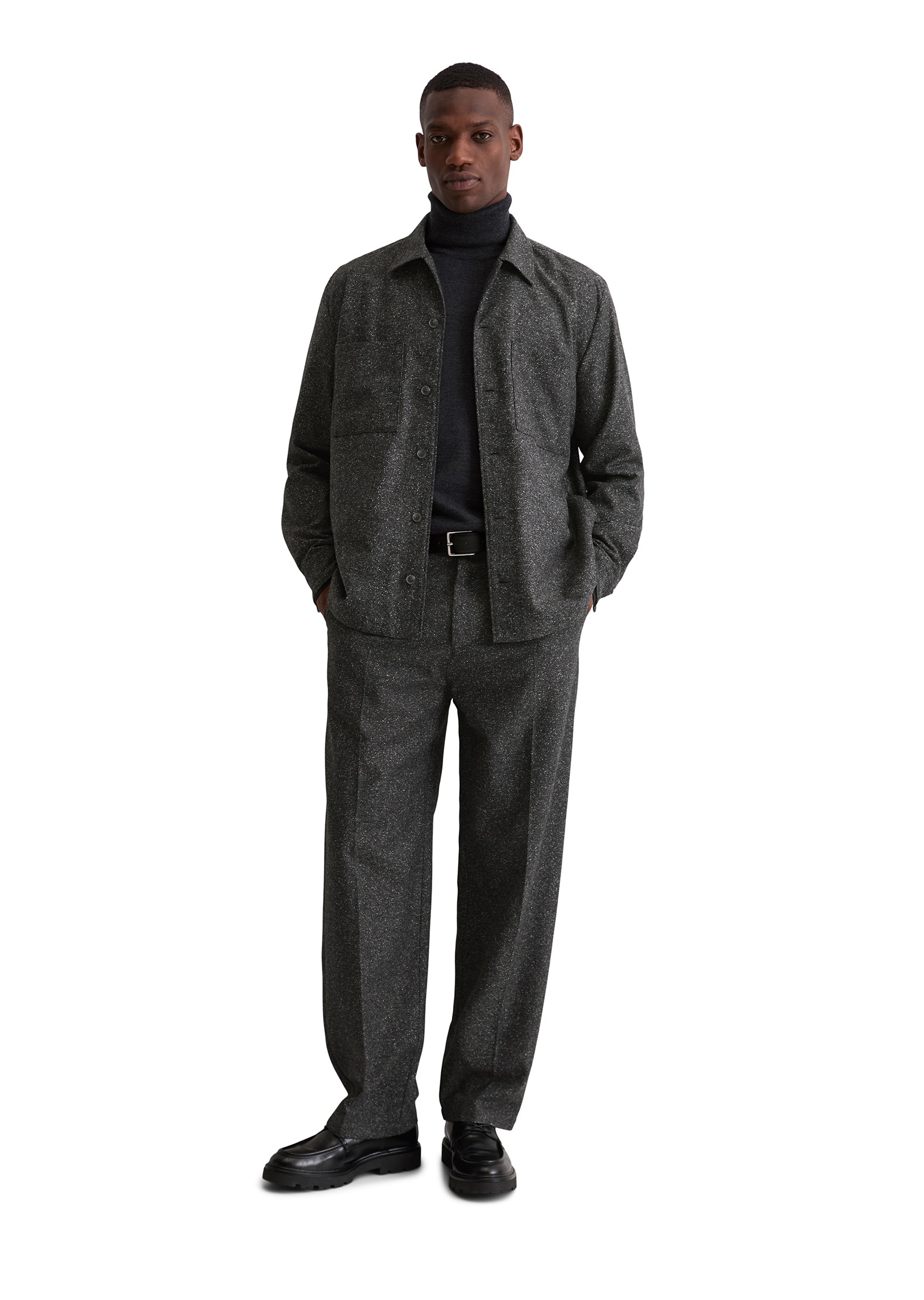 Marc O'Polo Hemdjacke, Overshirt aus Woll-Mix, lockere Form, melierte Struktur