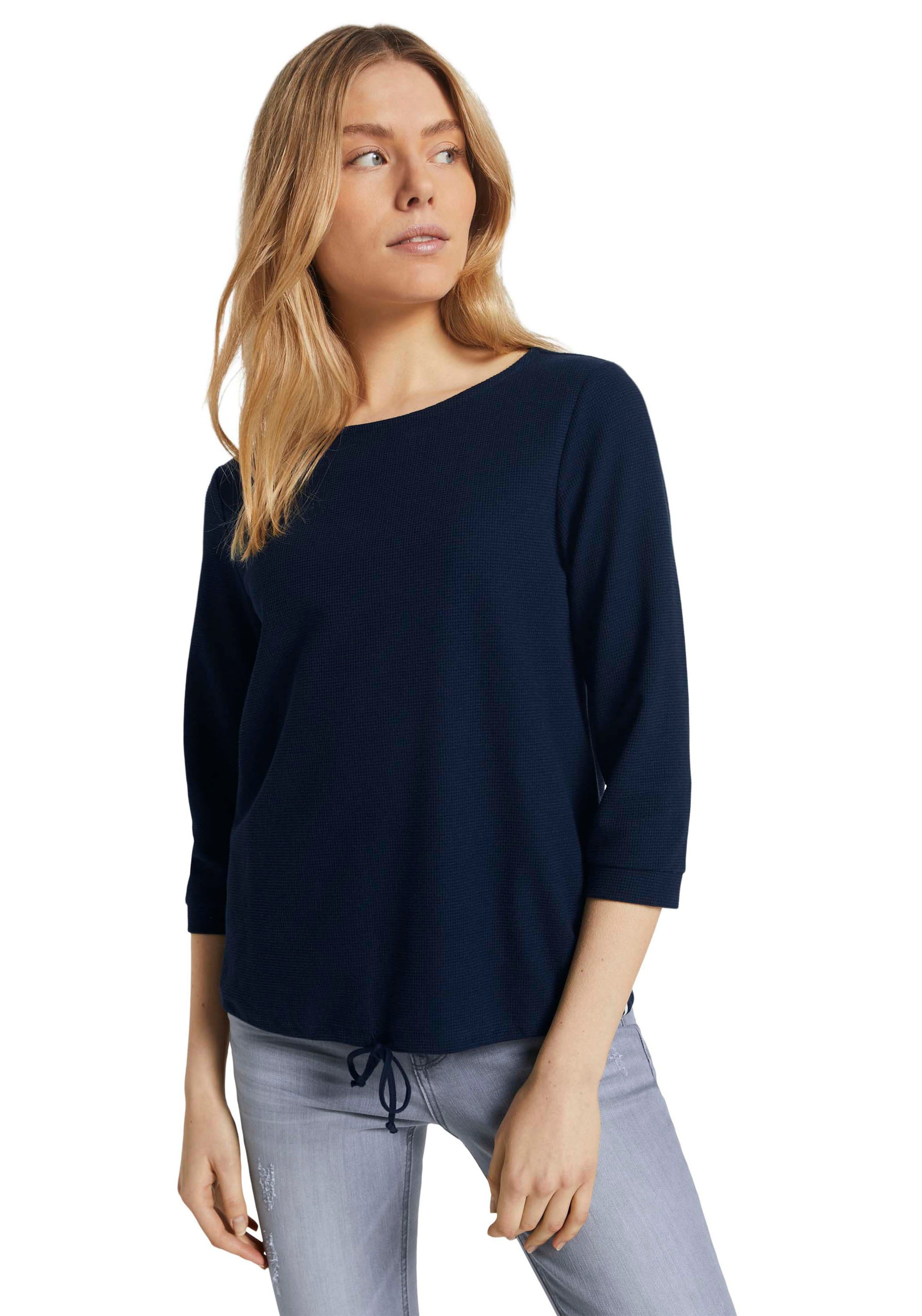 TOM TAILOR 3/4-Arm-Shirt, mit Bindeband am Saum