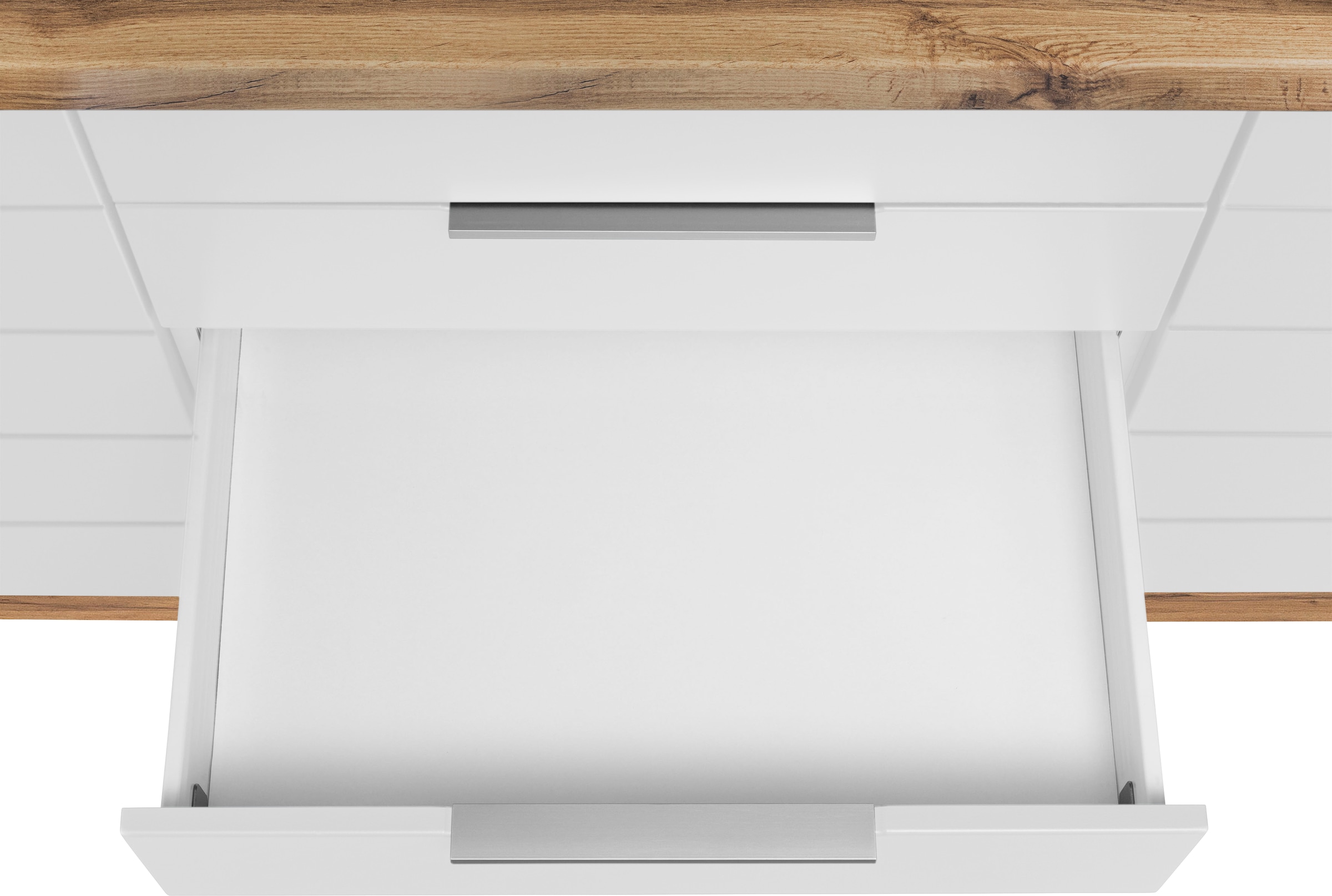 KOCHSTATION Küchenzeile »KS-Luhe« 300 cm breit, wahlweise mit oder ohne E-Geräten, gefräste MDF-Fronten