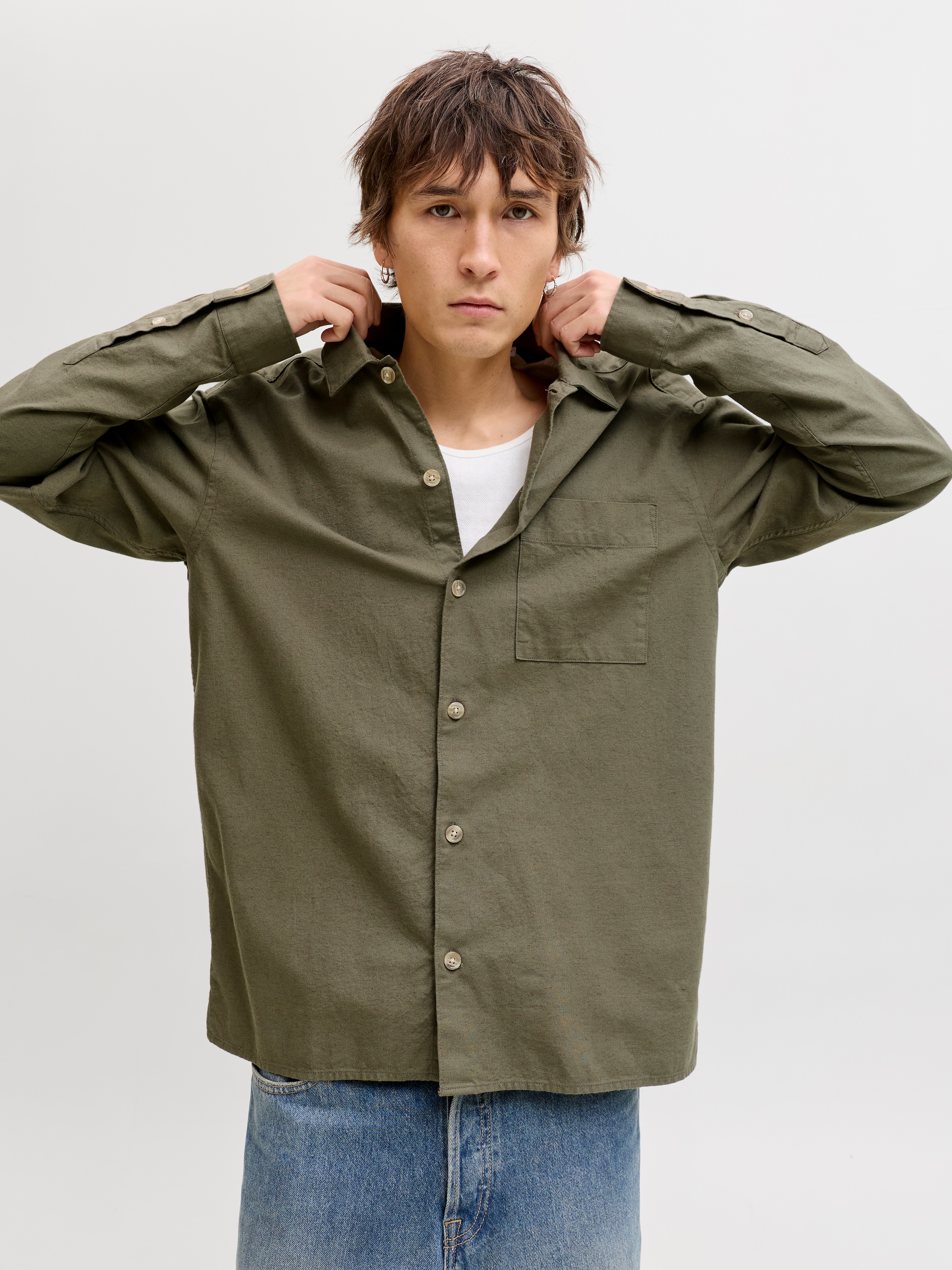 Jack & Jones Langarmhemd »JJETRISTAN OVERSHIRT LS SN« mit Knopfleiste