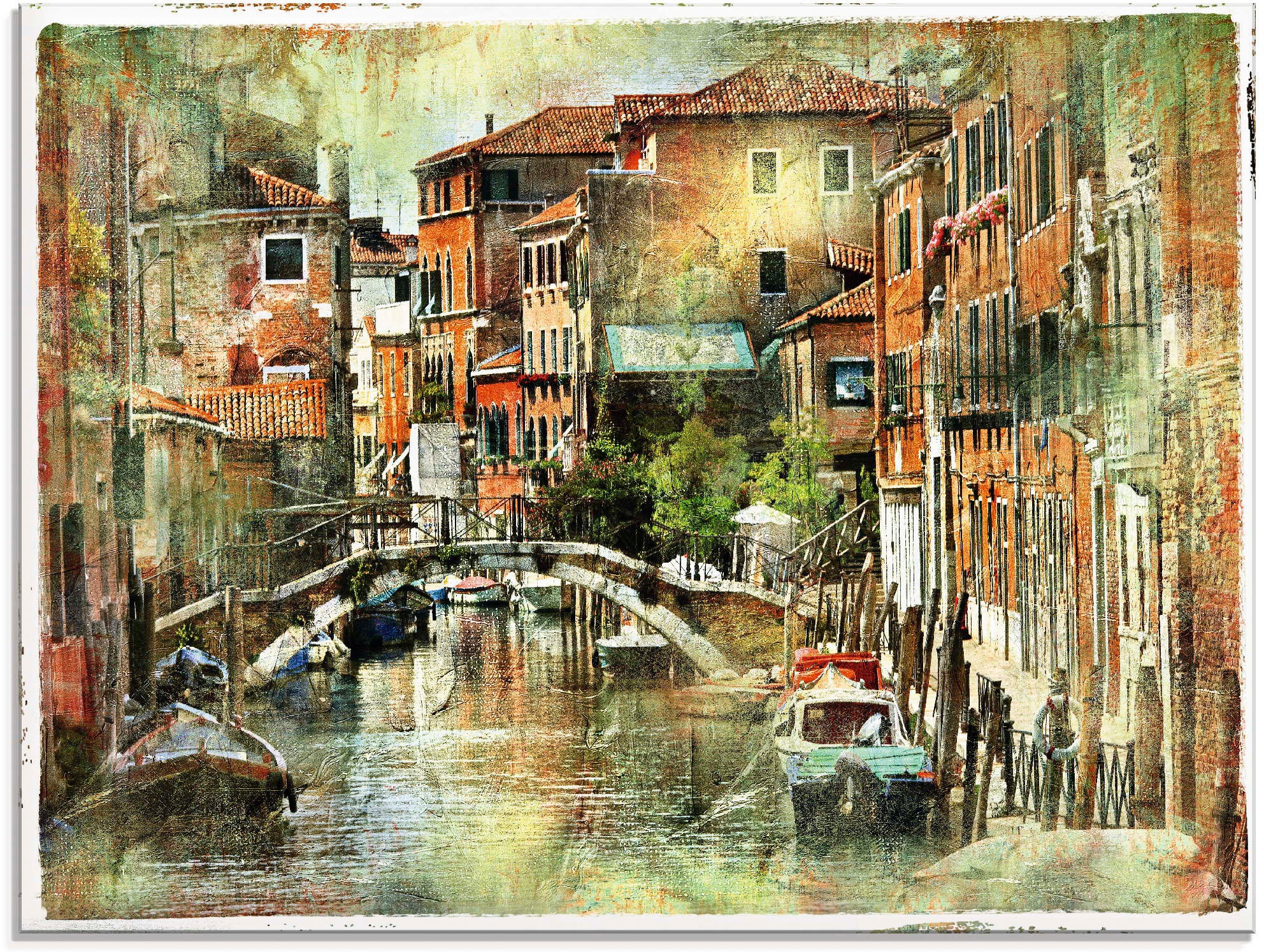 Artland Glasbild »Kanal in Venedig«, Italien, (1 St.)
