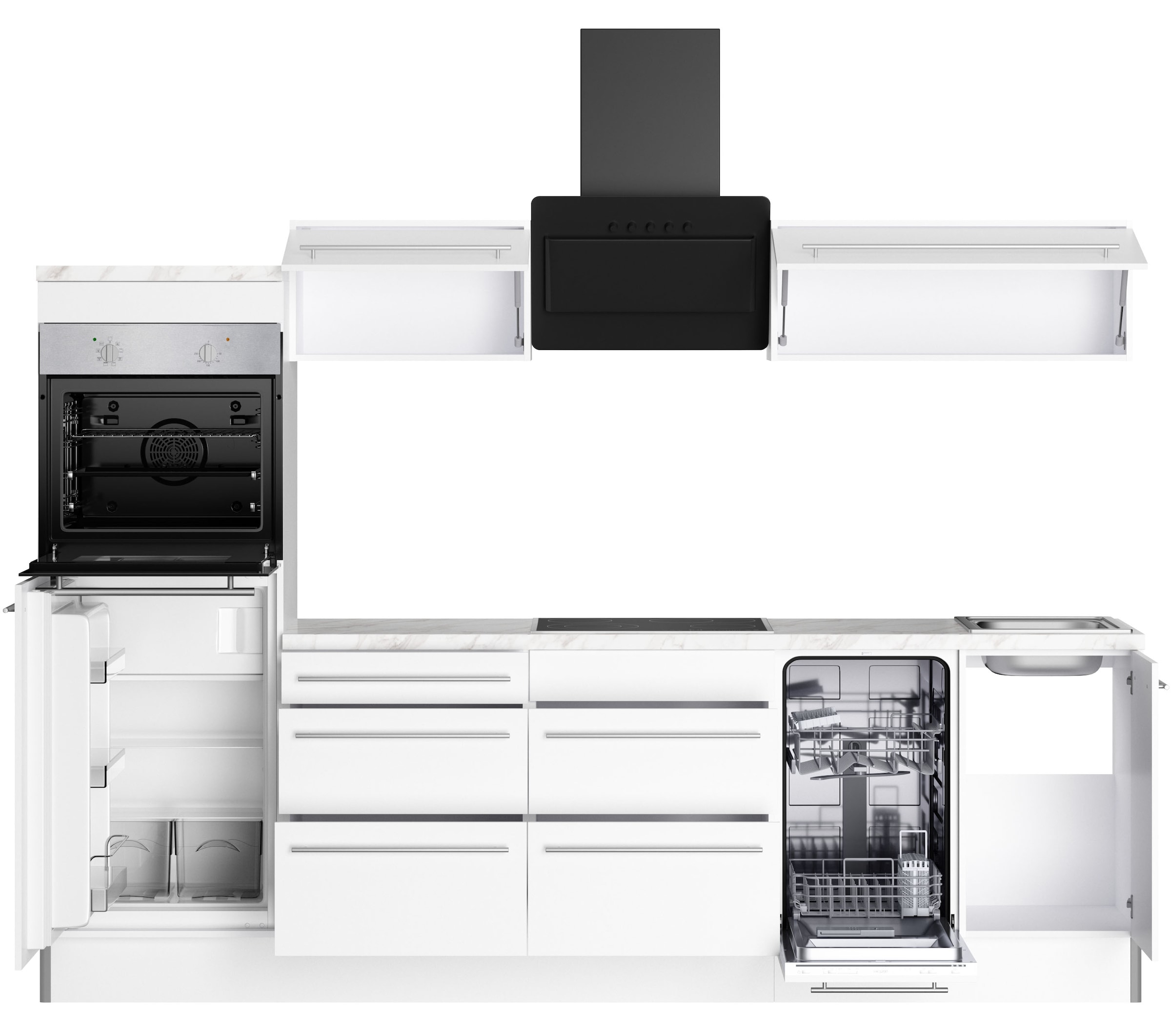 KOCHSTATION Küche »KS-Bern2« Breite 270 cm, wahlweise mit E-Geräten, Seitenverkehrt stellbar