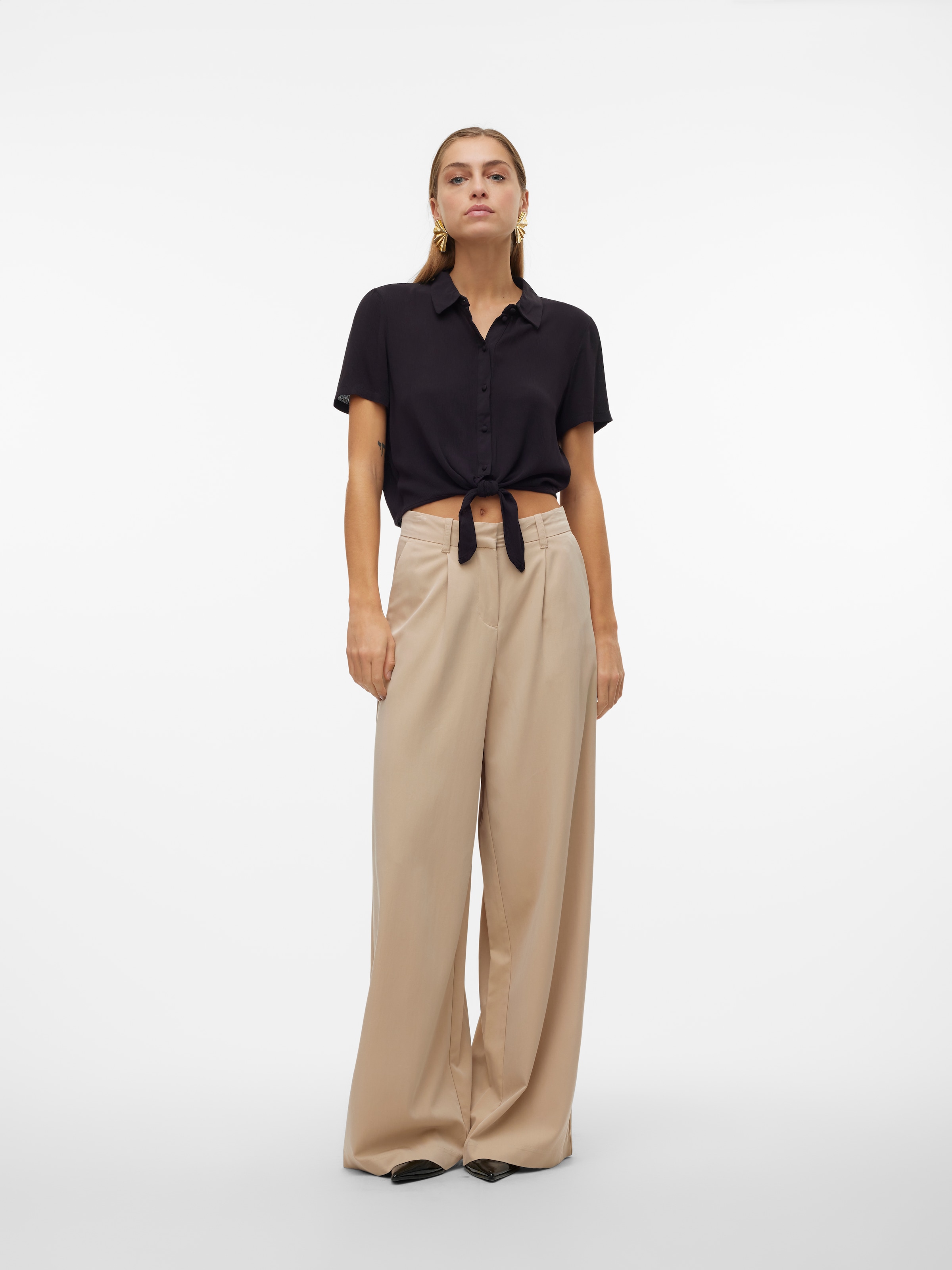 Vero Moda Kurzarmbluse »VMMENNY TIE SS SHIRT WVN GA« Viskose, relaxed fit